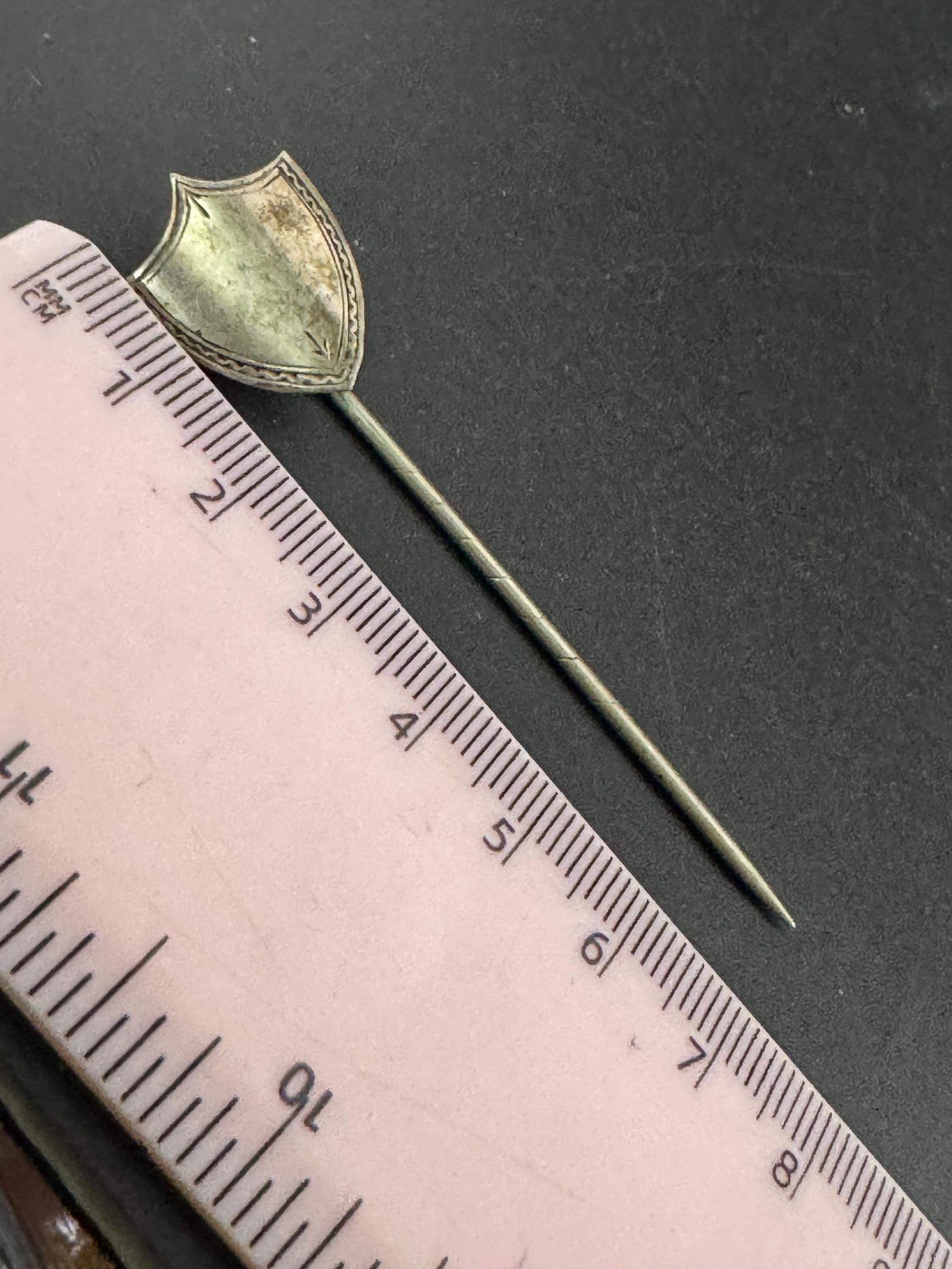Sterling Silver Antique vintage Shield Stick Pin Twist Victorian Edwardian 1900s 1920s