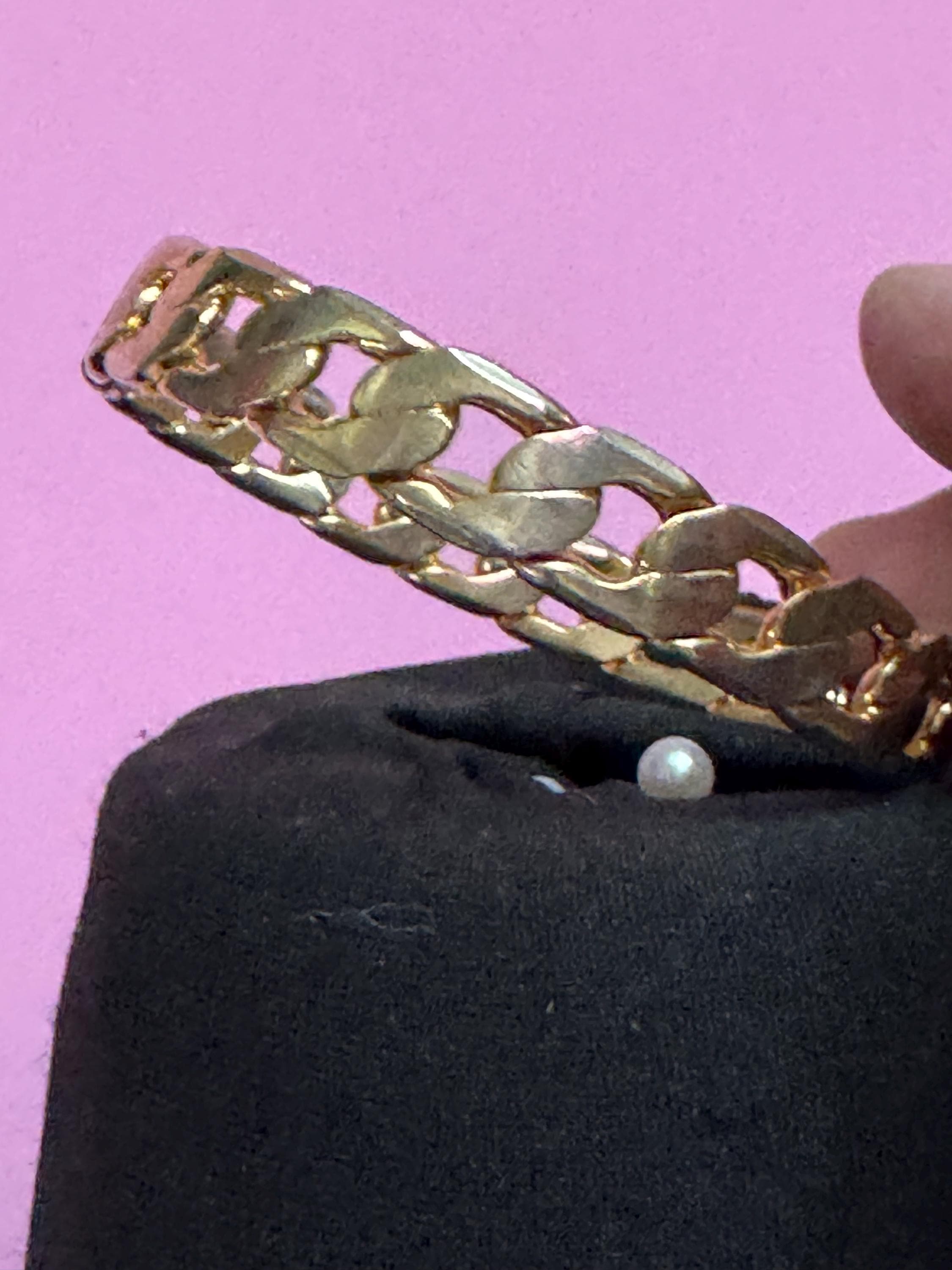 Fixed chain link bangle , gold tone bracelet