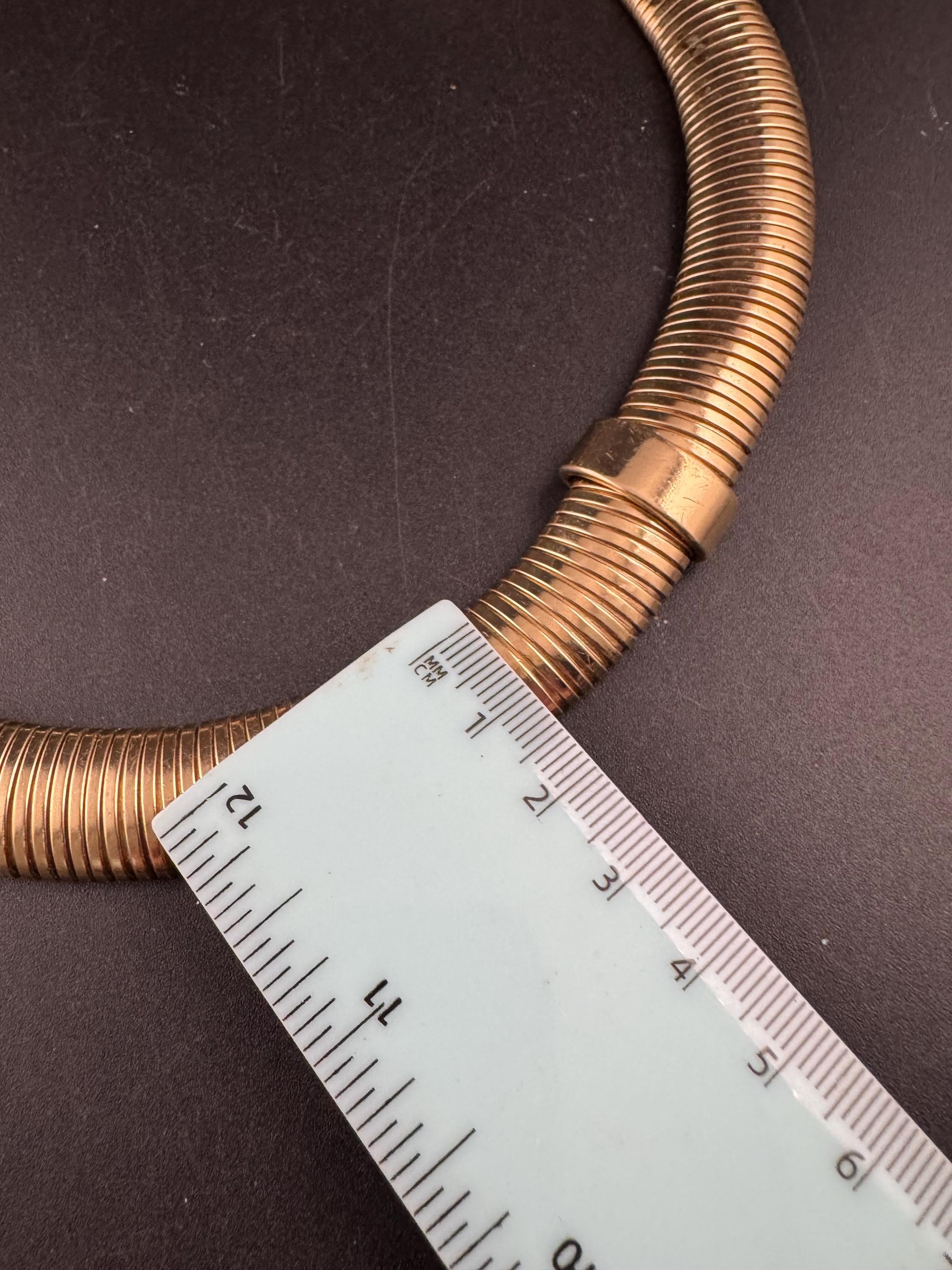 Gold omega link wide choker necklace, 1990s