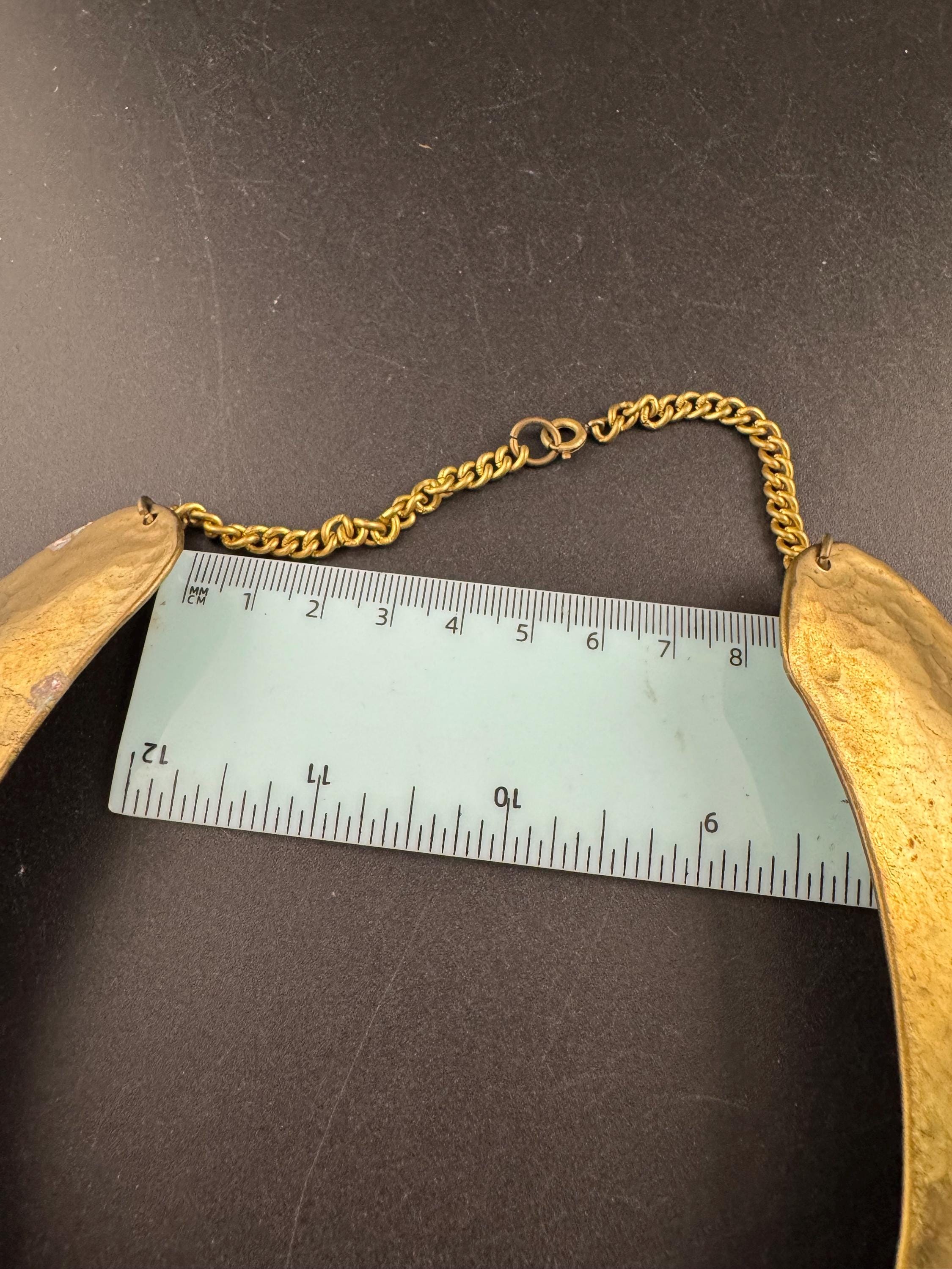 Vintage boho wide BRASS choker collar necklace