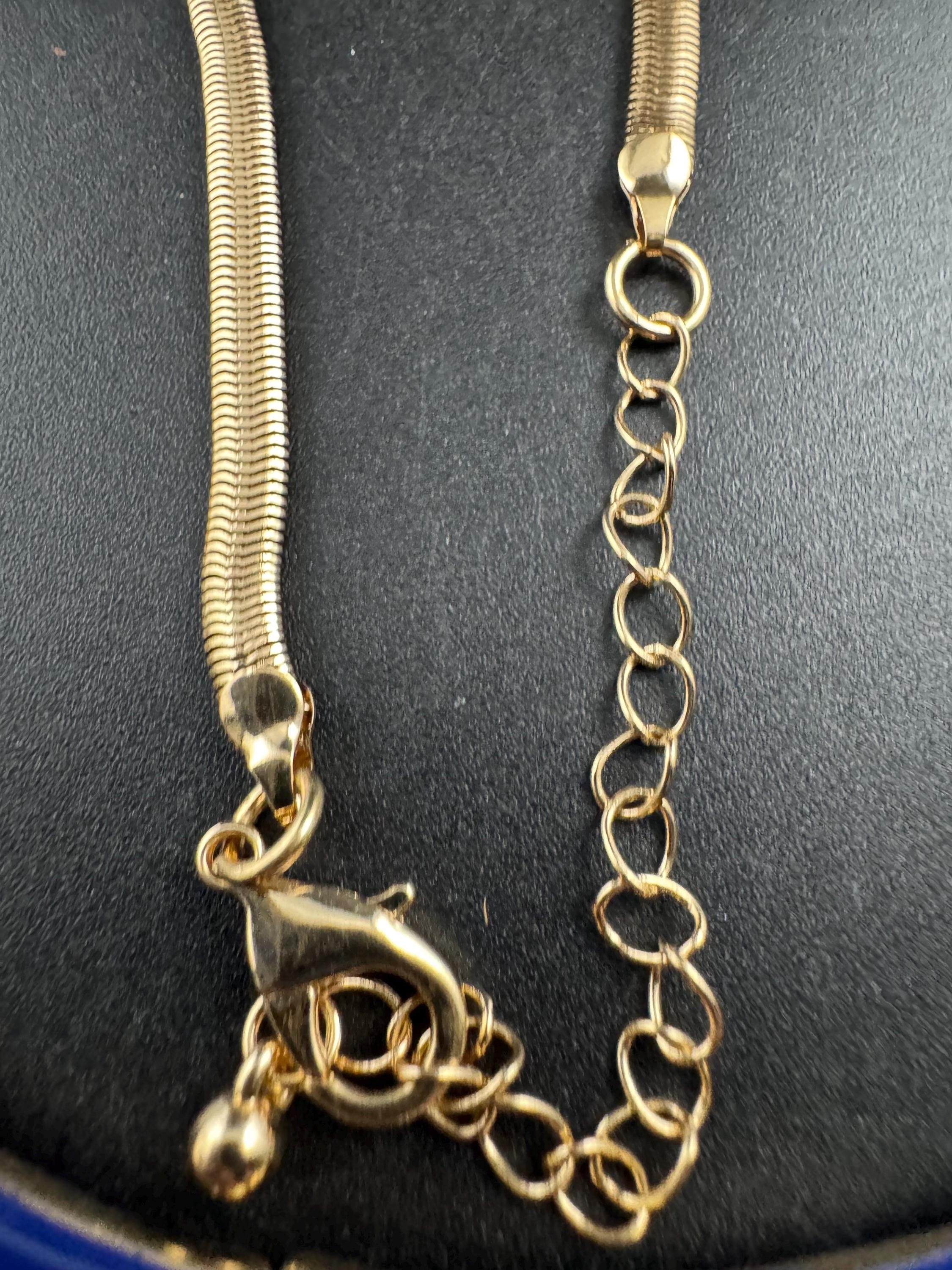 Blue Enamel wide Choker: Vintage Gold Tone chain necklace