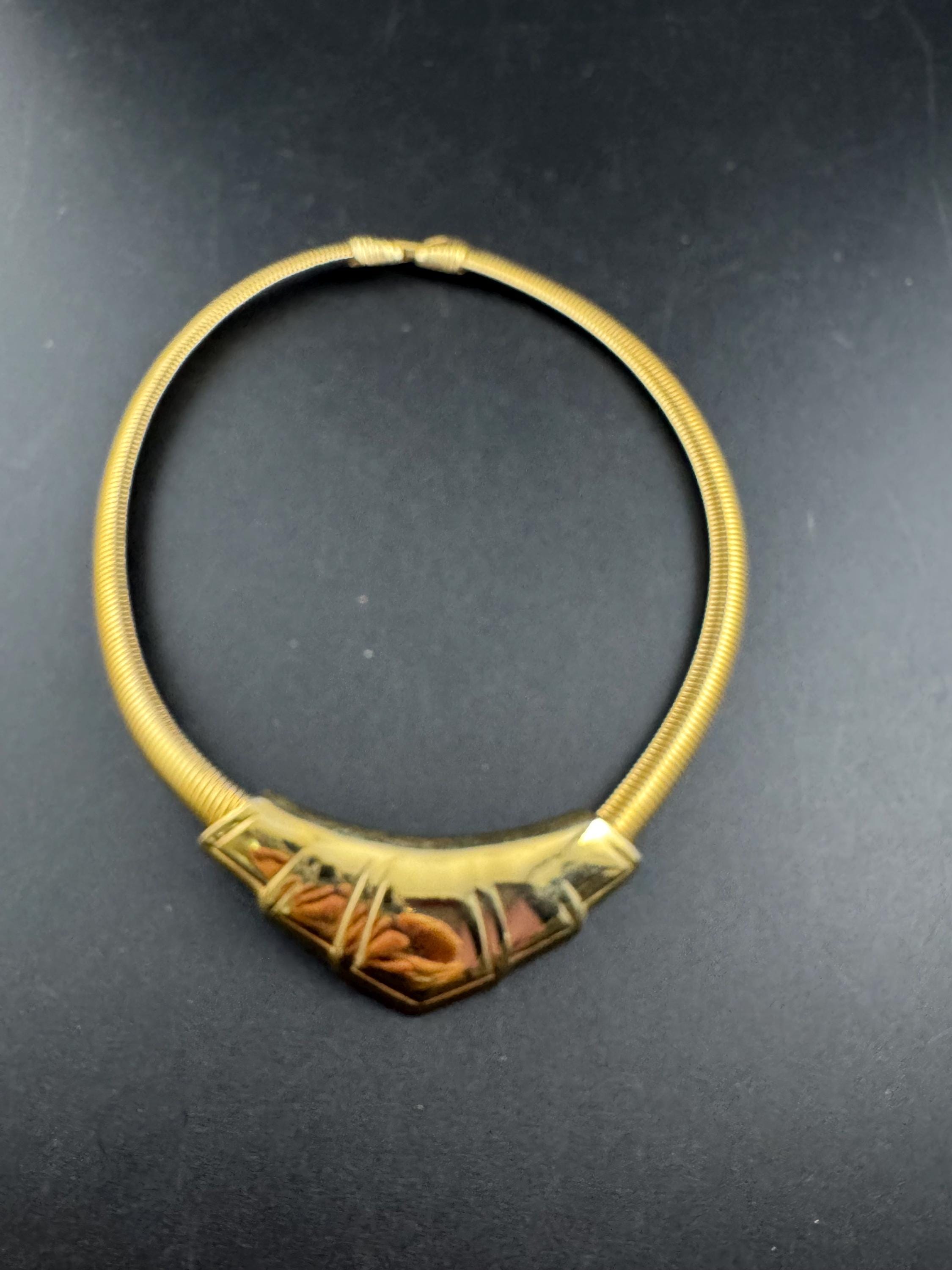 Signed NAPIER omega Choker: Vintage Gold Tone chain necklace petite fit