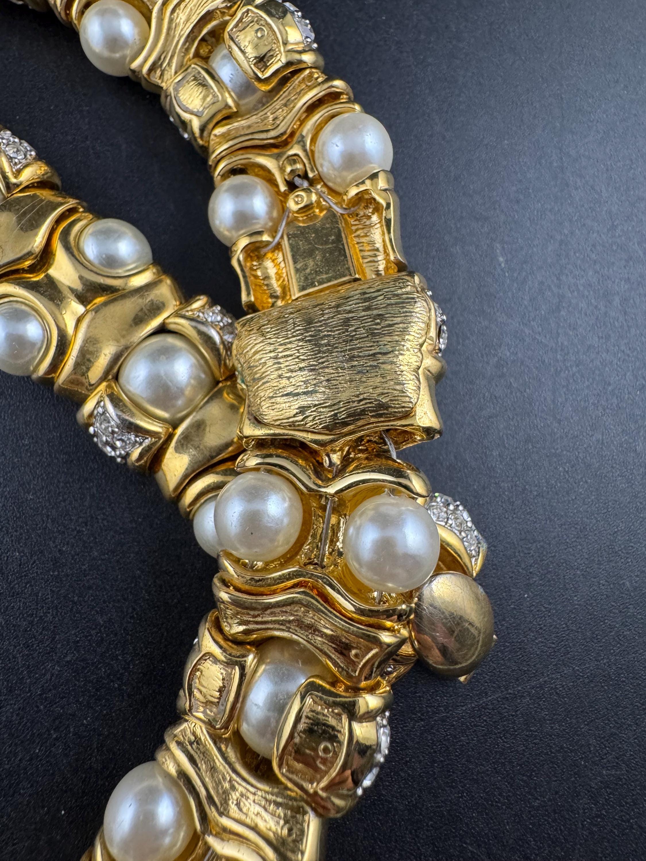 Cabouchon “legacy set” pearl jewellery set, choker and bracelet 90s