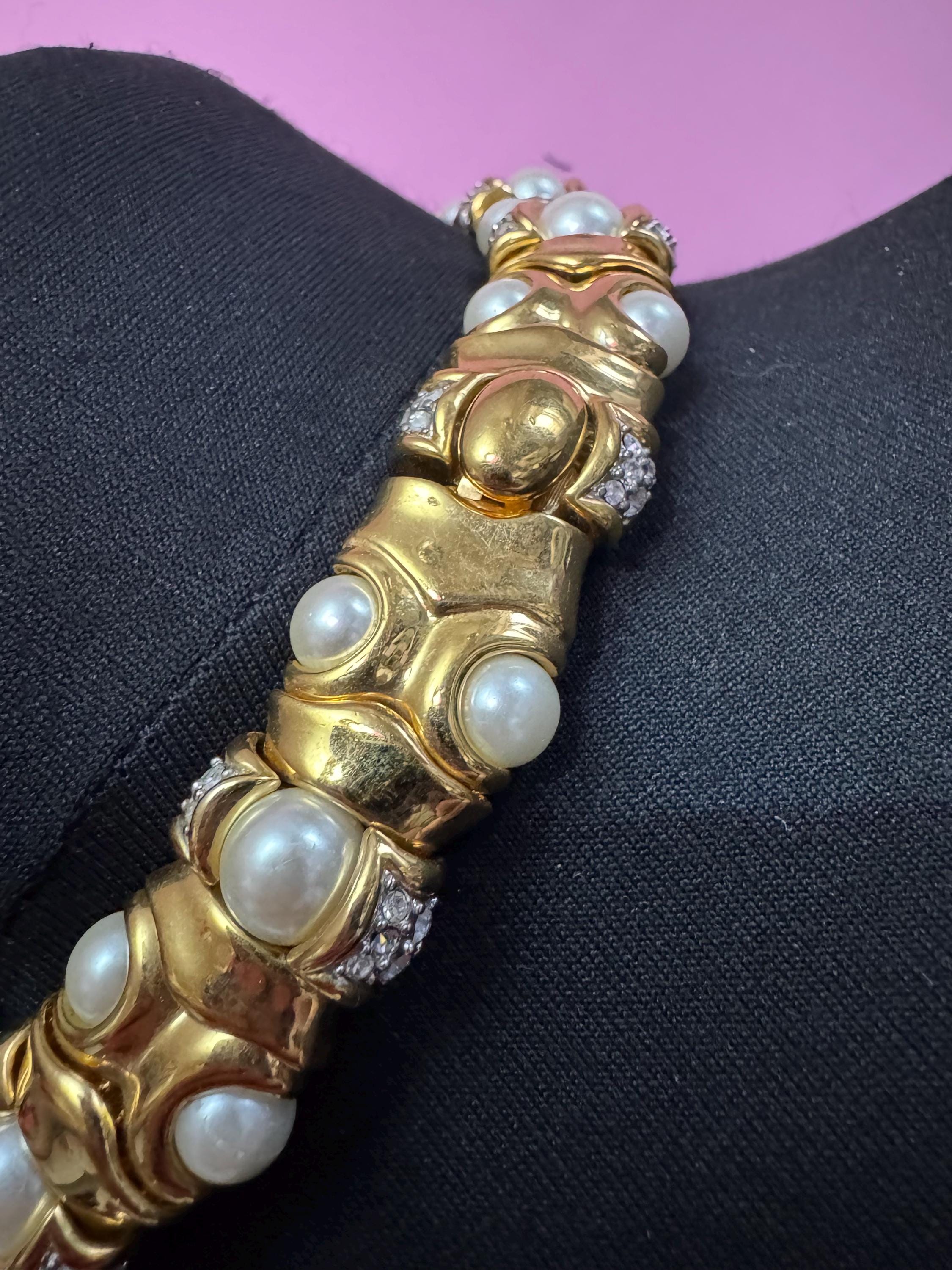 Cabouchon “legacy set” pearl jewellery set, choker and bracelet 90s