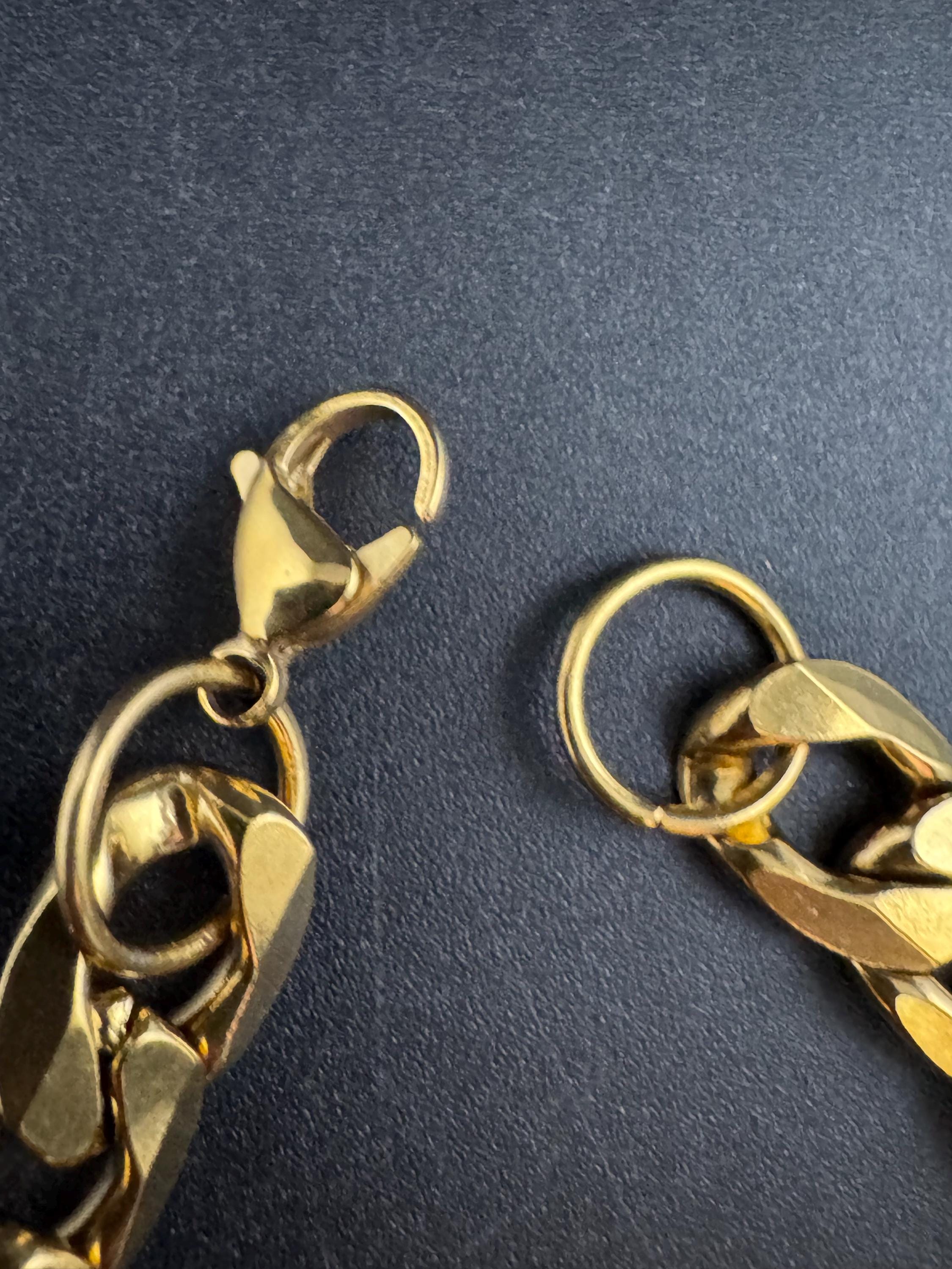 chunky 1cm wide flat curb chain bracelet, men’s unisex 21cm long