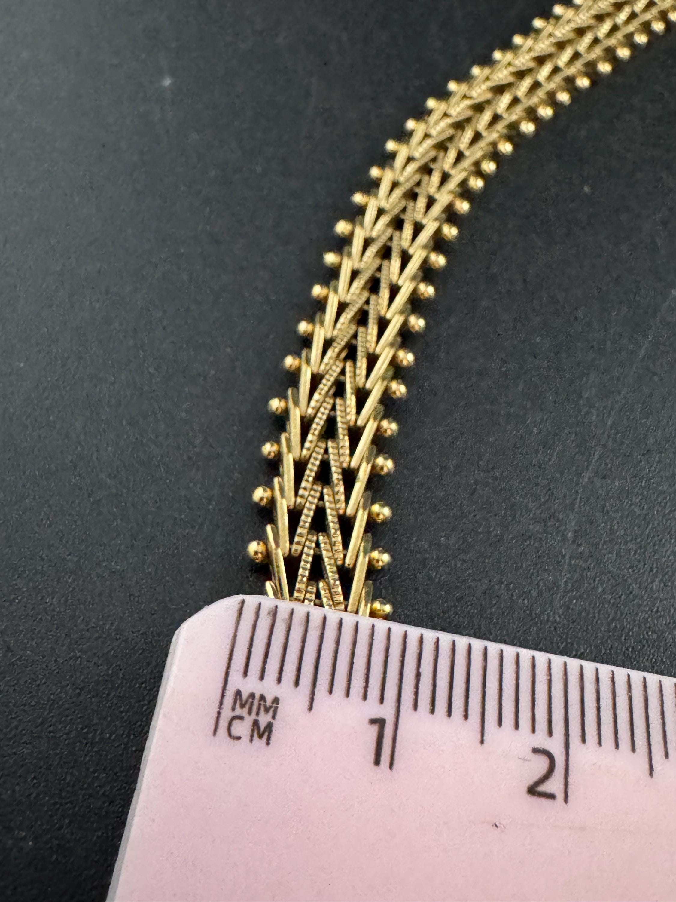 1970s woven slim gold plated flat bracelet, 19.5cm