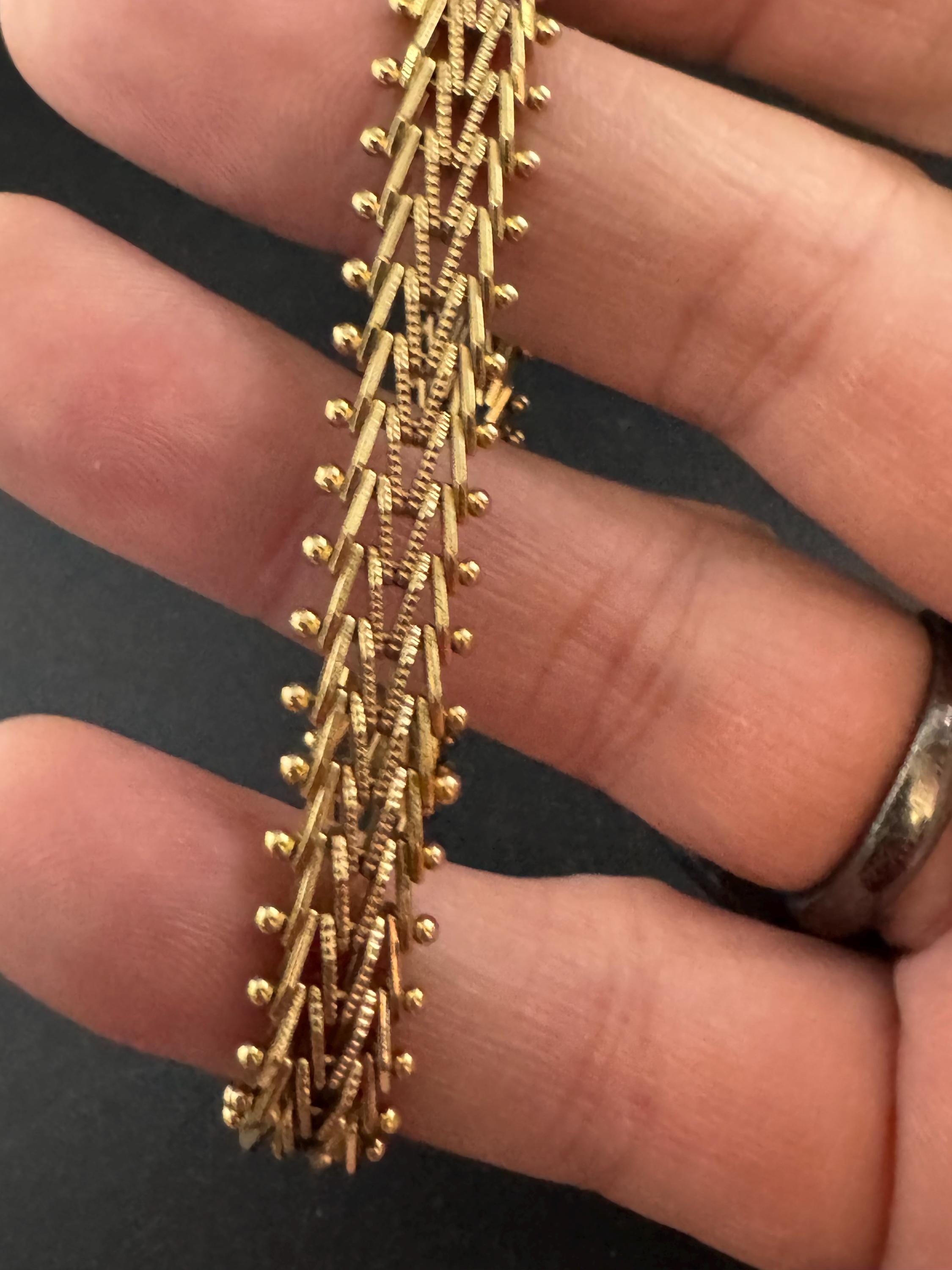 1970s woven slim gold plated flat bracelet, 19.5cm