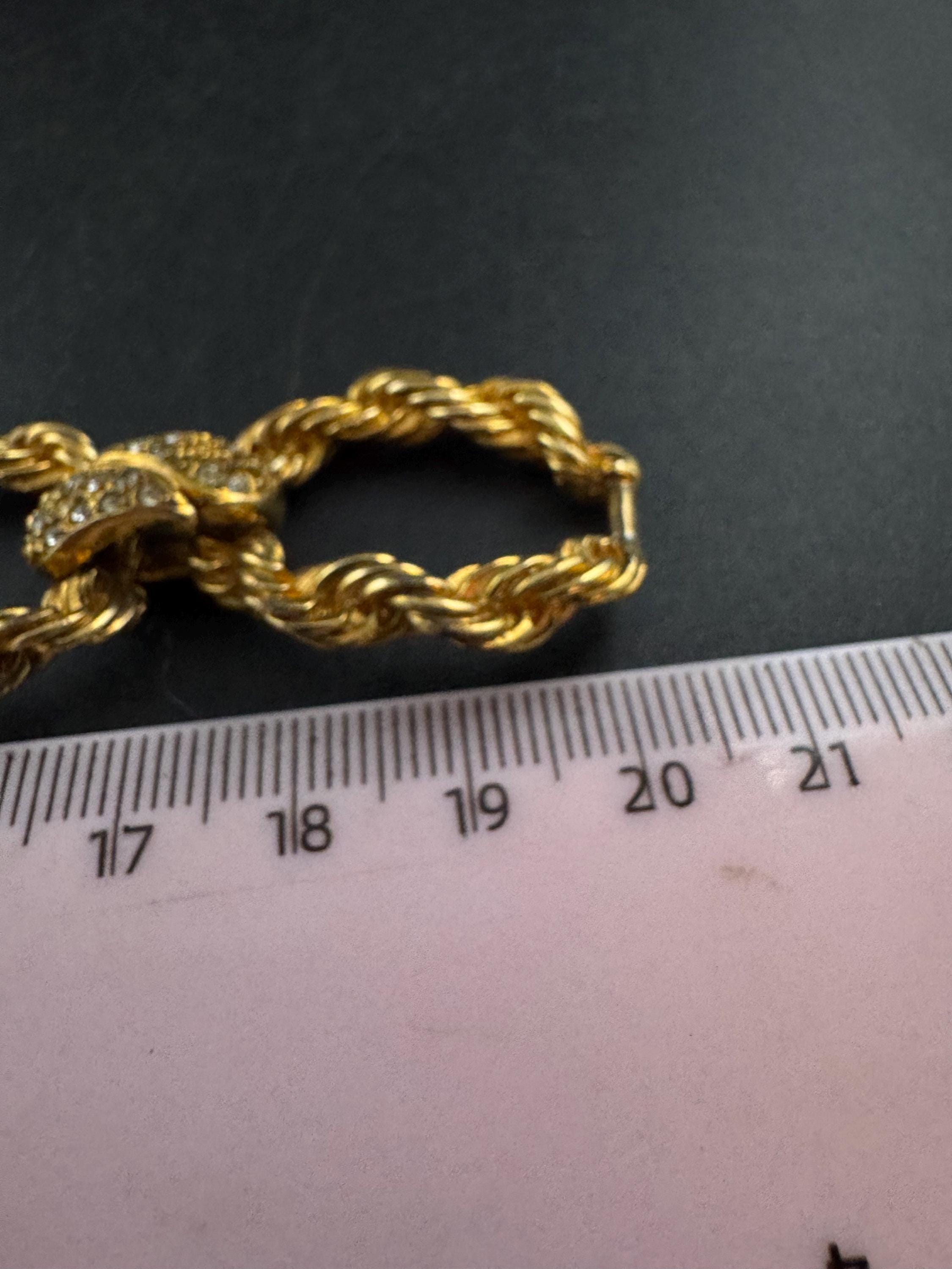 Vintage rope twist wide crystal bracelet, dark antique gold tone