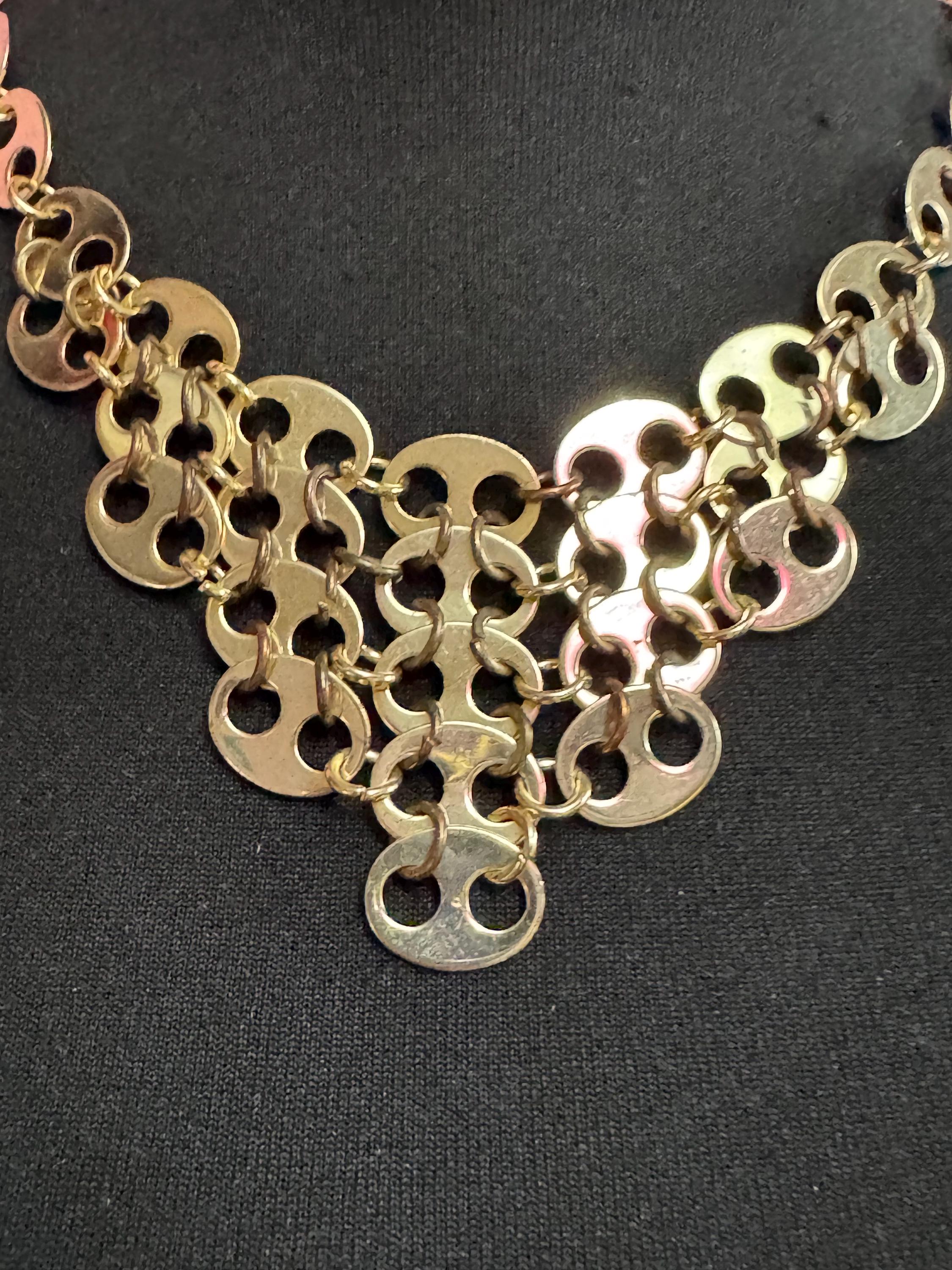 paco Rabanne gold mariner link necklace, lady million signed choker