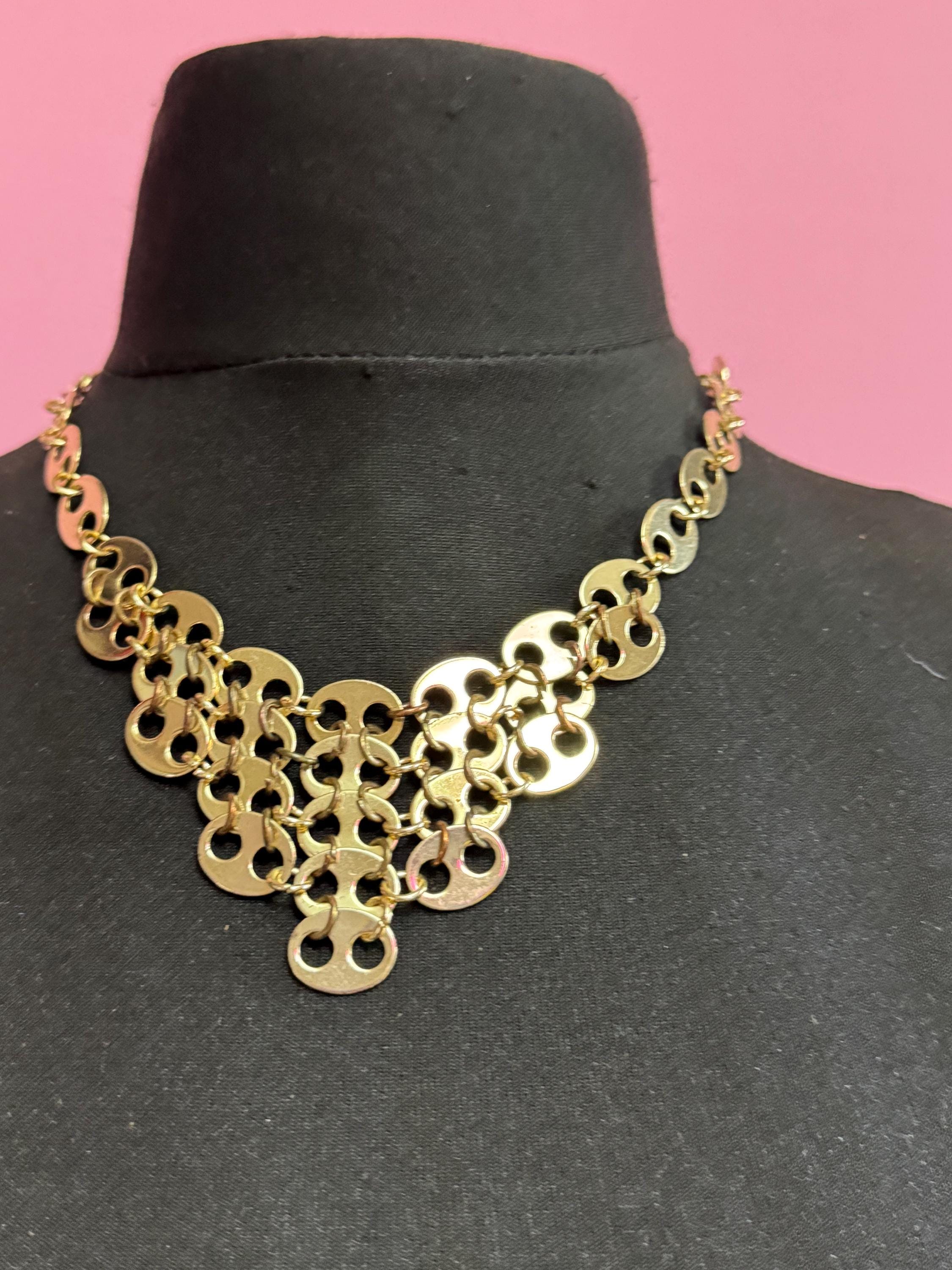 paco Rabanne gold mariner link necklace, lady million signed choker