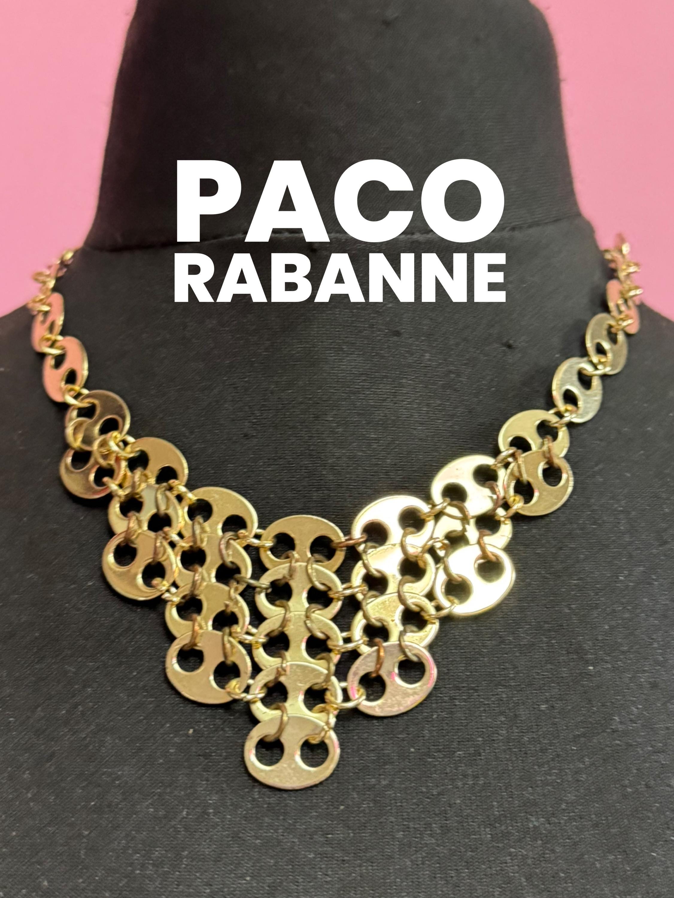 paco Rabanne gold mariner link necklace, lady million signed choker