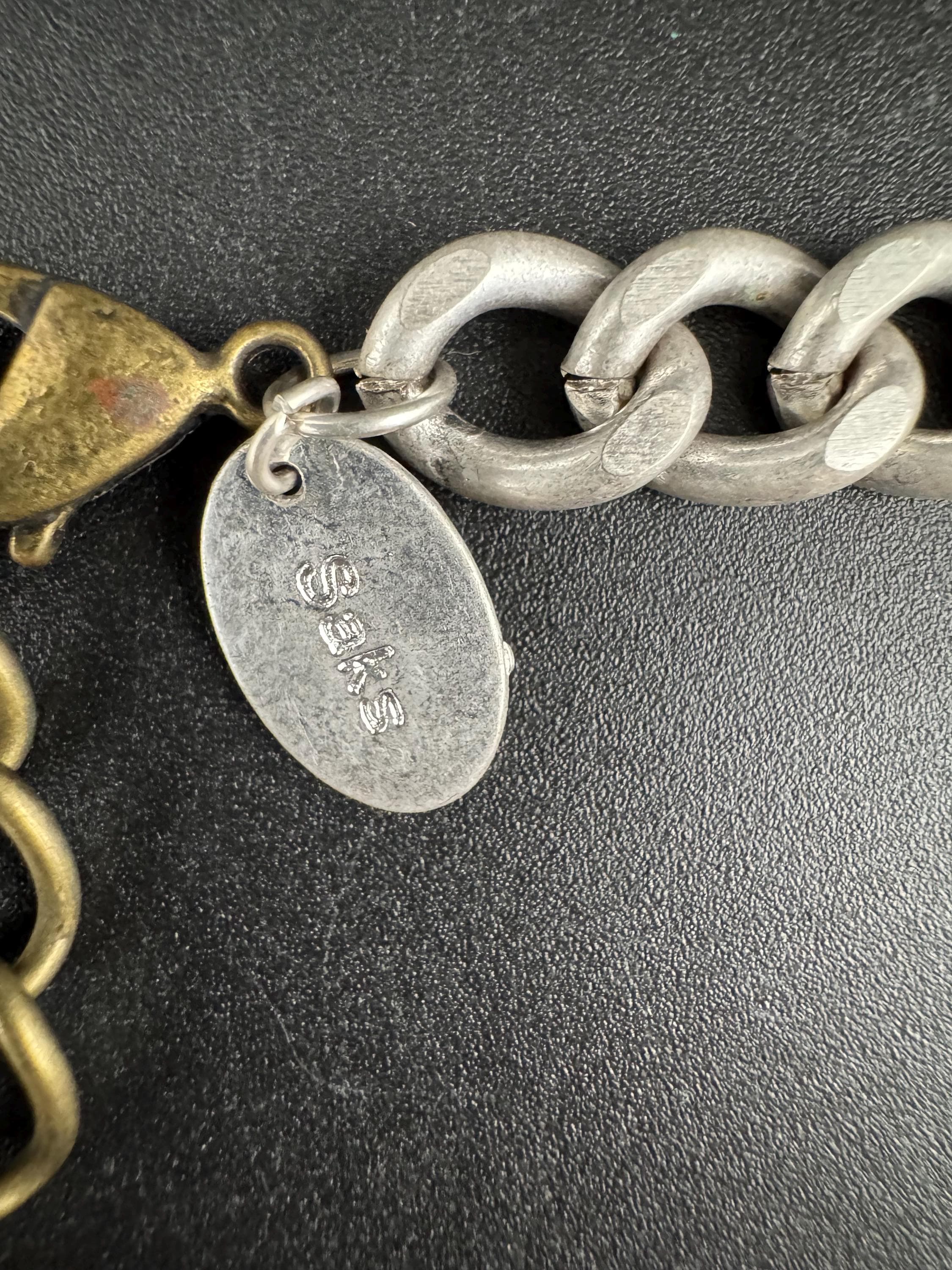 Vintage SAKS chainmail chain link choker, silver and gold necklace