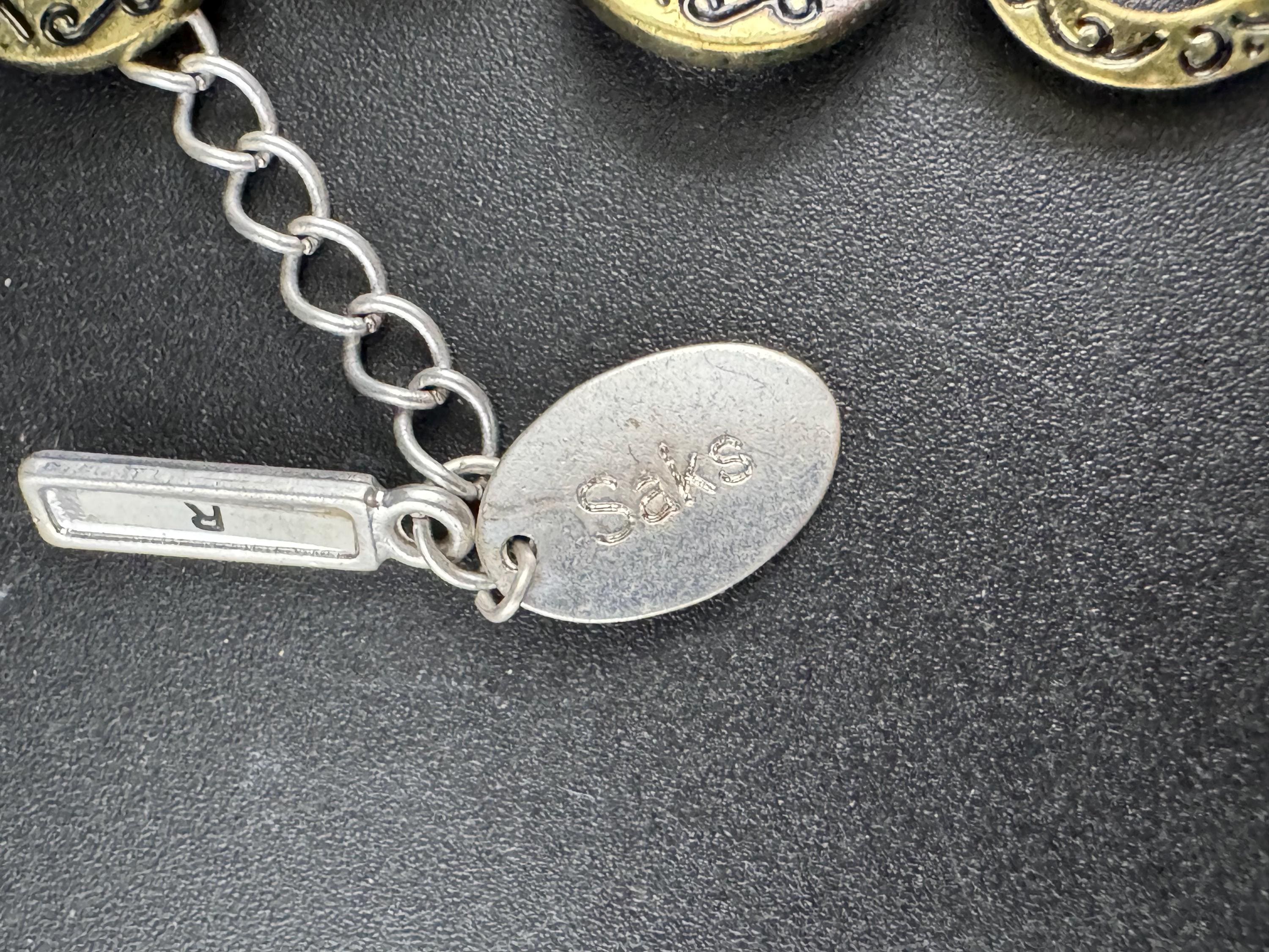 Vintage SAKS chainmail chain link choker, silver and gold necklace