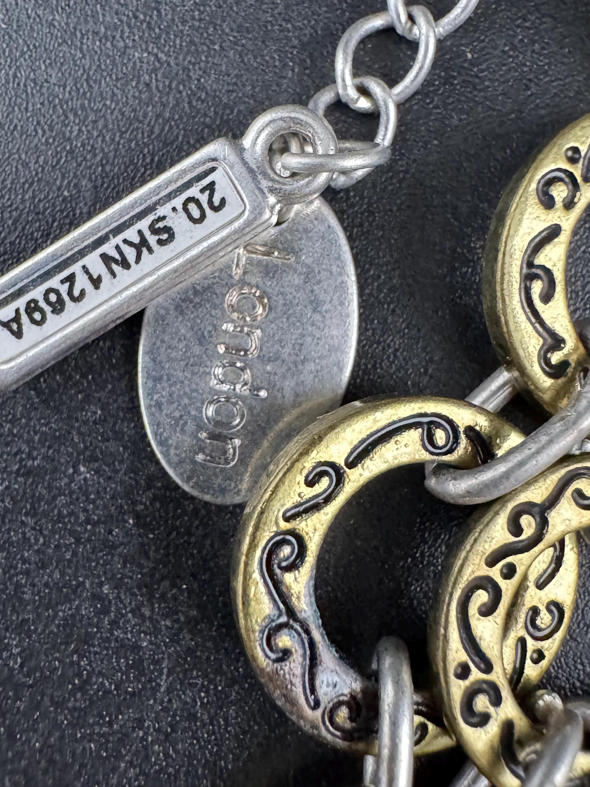 Vintage SAKS chainmail chain link choker, silver and gold necklace