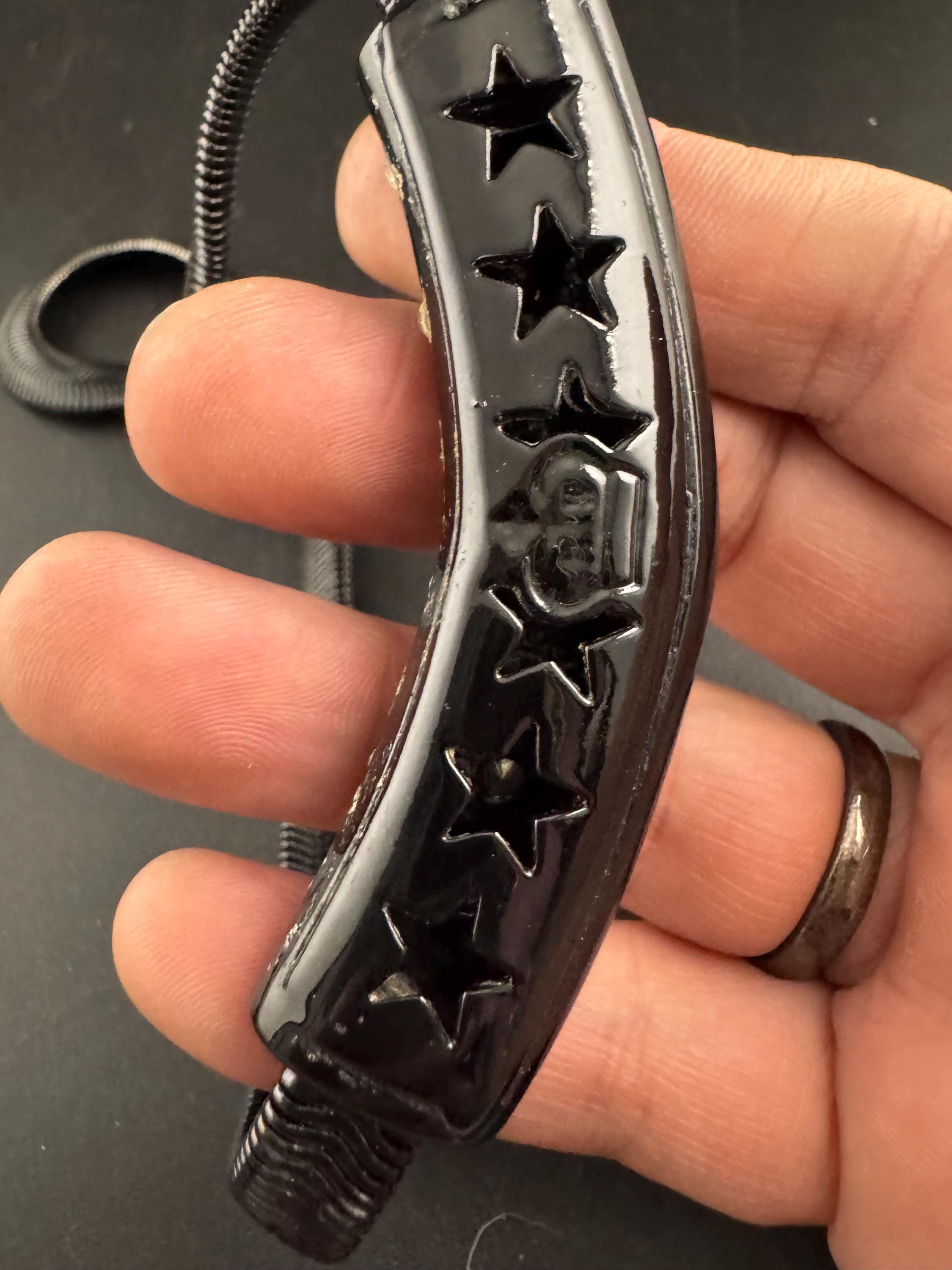 B&W black omega stars Diamanté choker necklace and bracelet set, Signed butler and Wilson