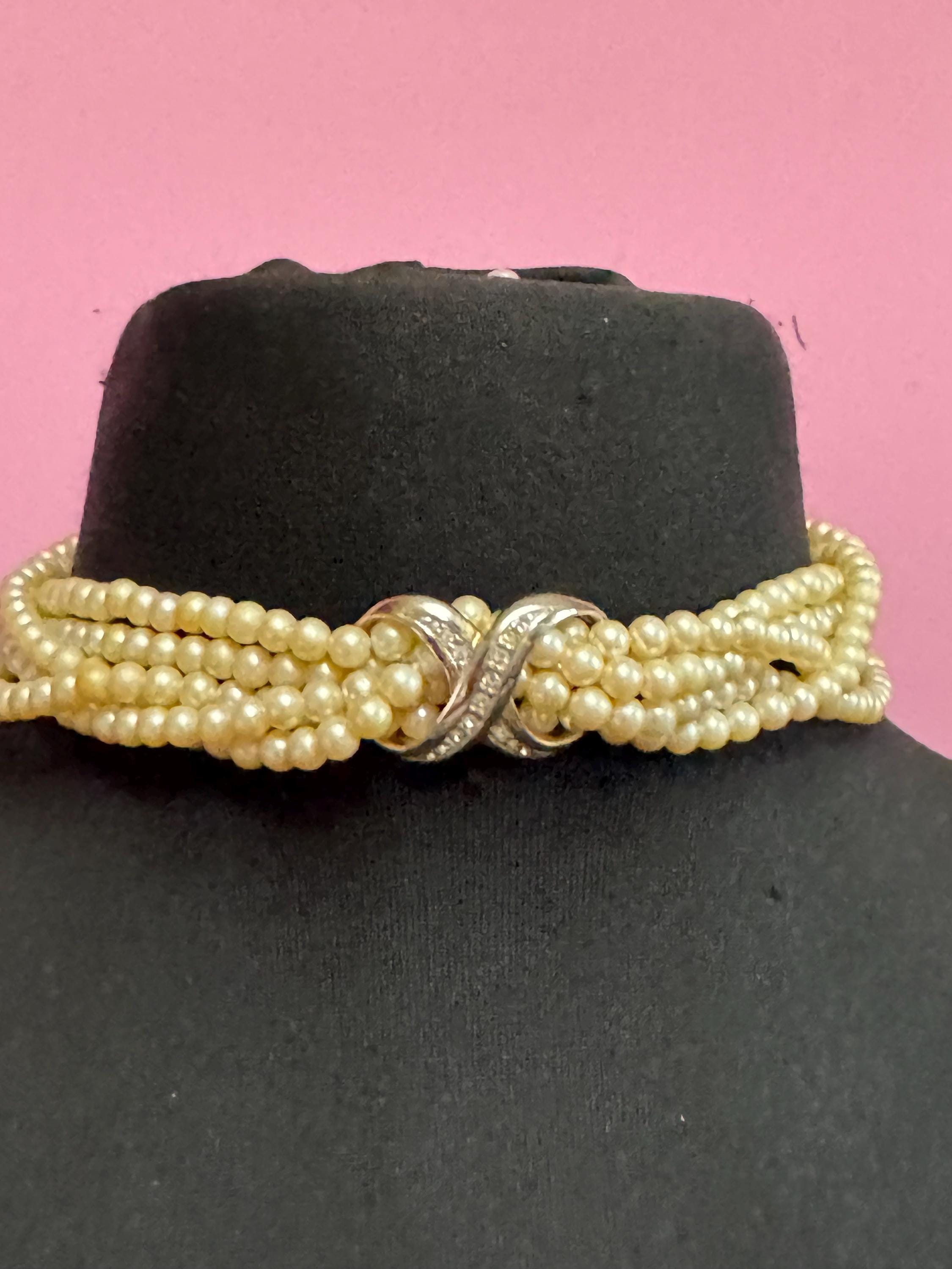 Signed Echt Prym pearl German designer choker necklace