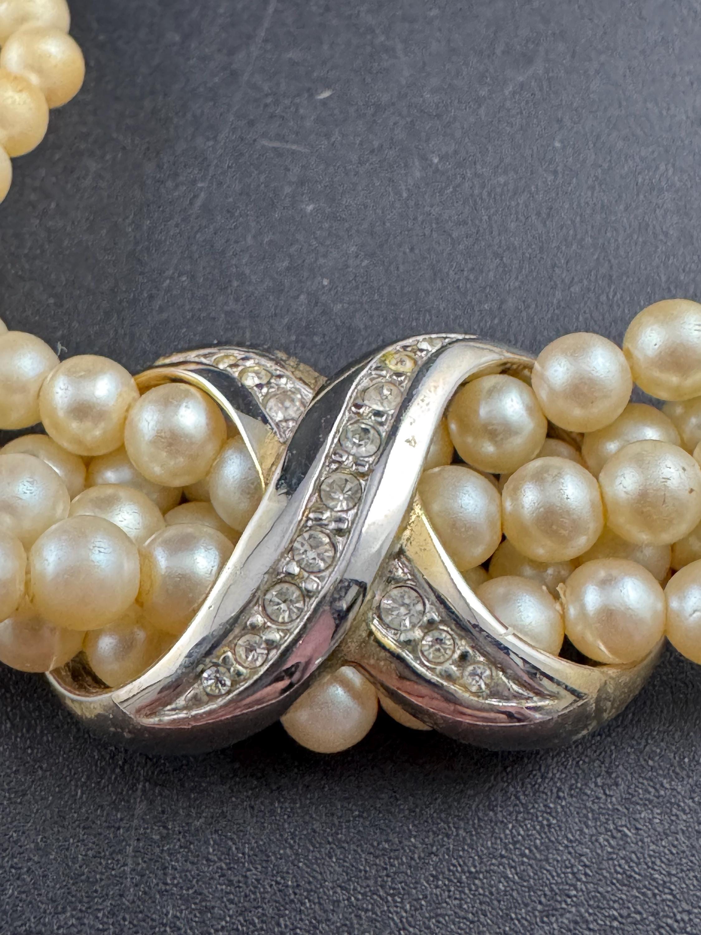 Signed Echt Prym pearl German designer choker necklace