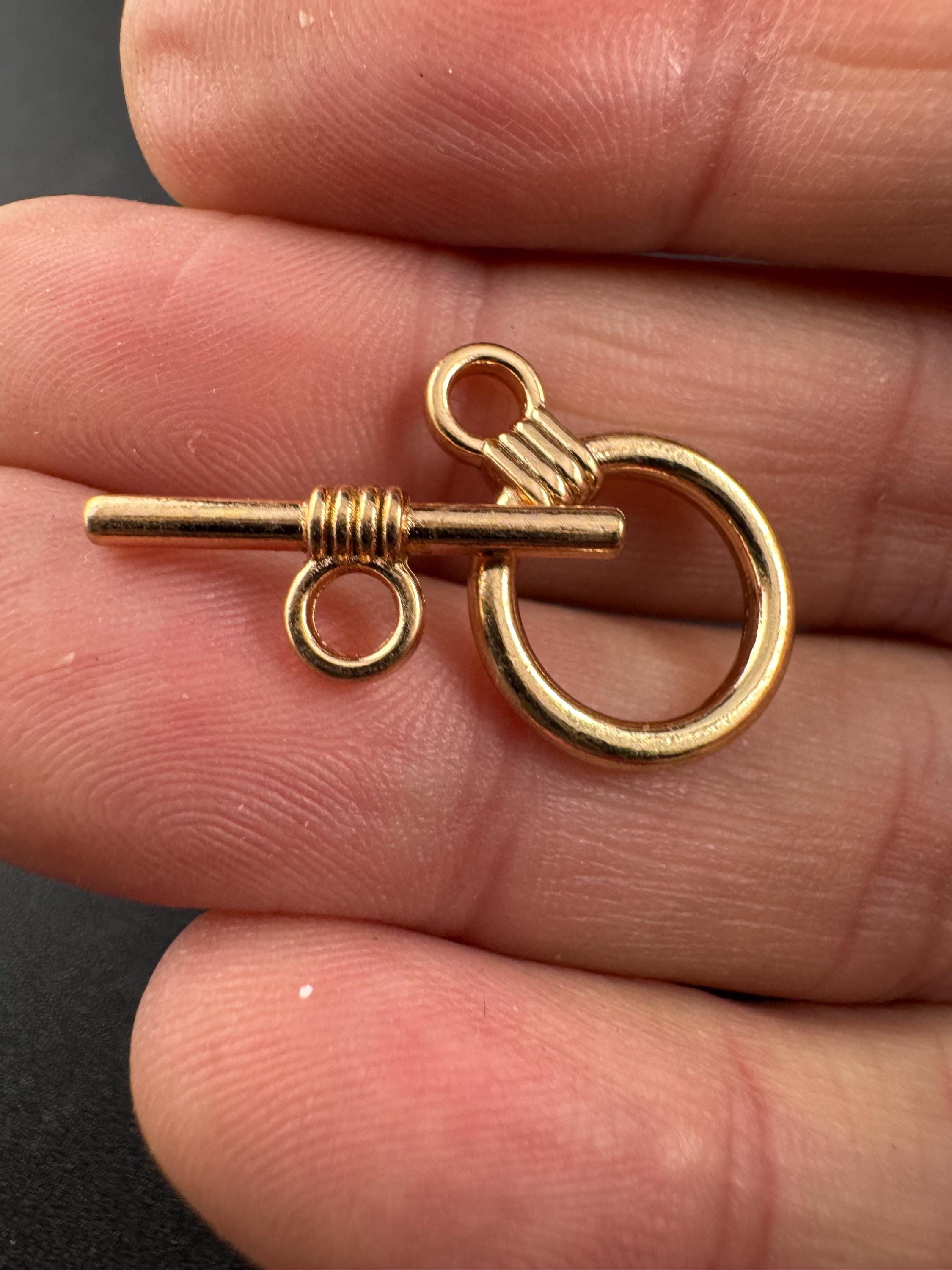 Toggle tbar necklace clasps, pack of 6 pairs, gold or silver tone