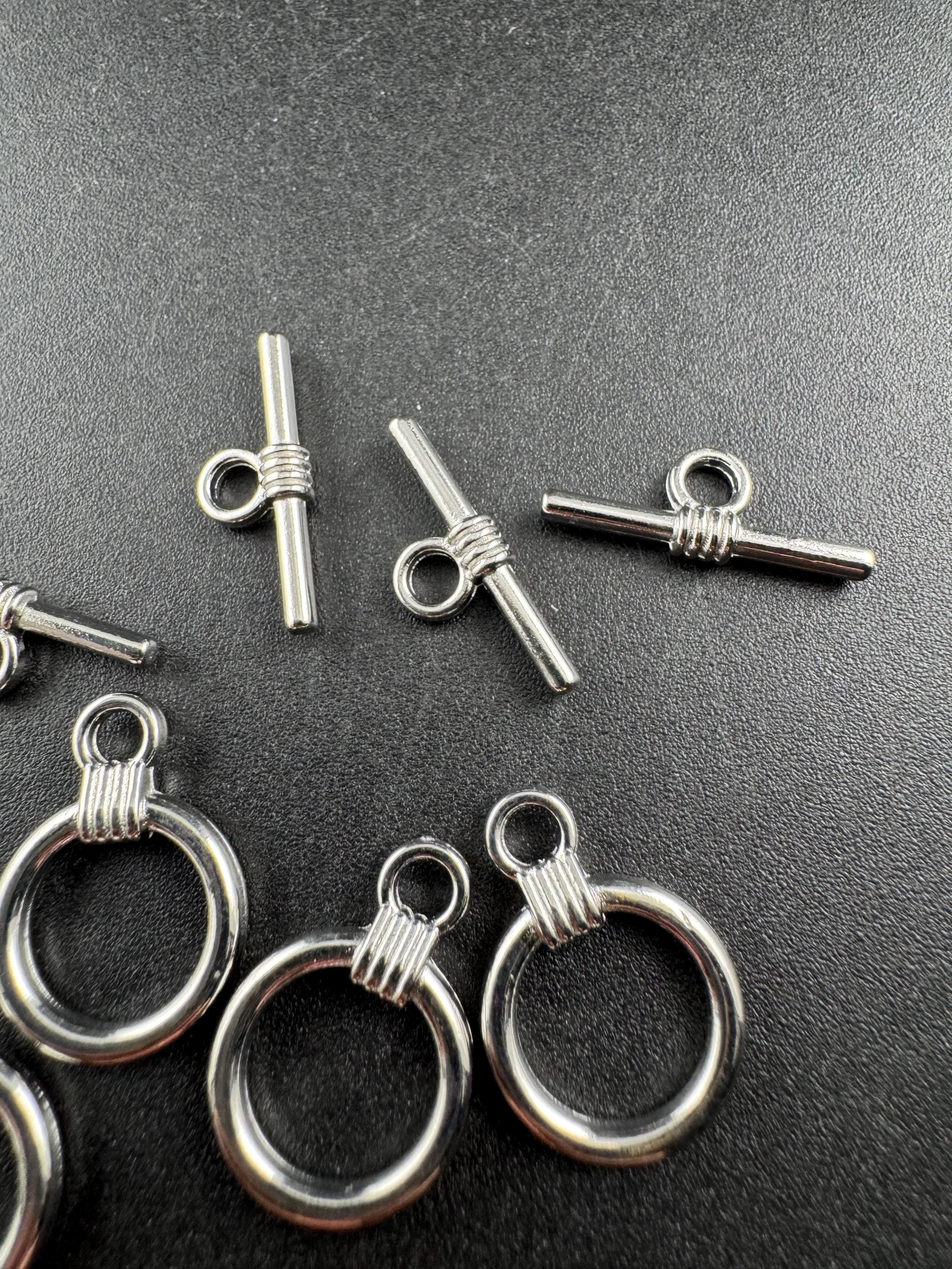Toggle tbar necklace clasps, pack of 6 pairs, gold or silver tone