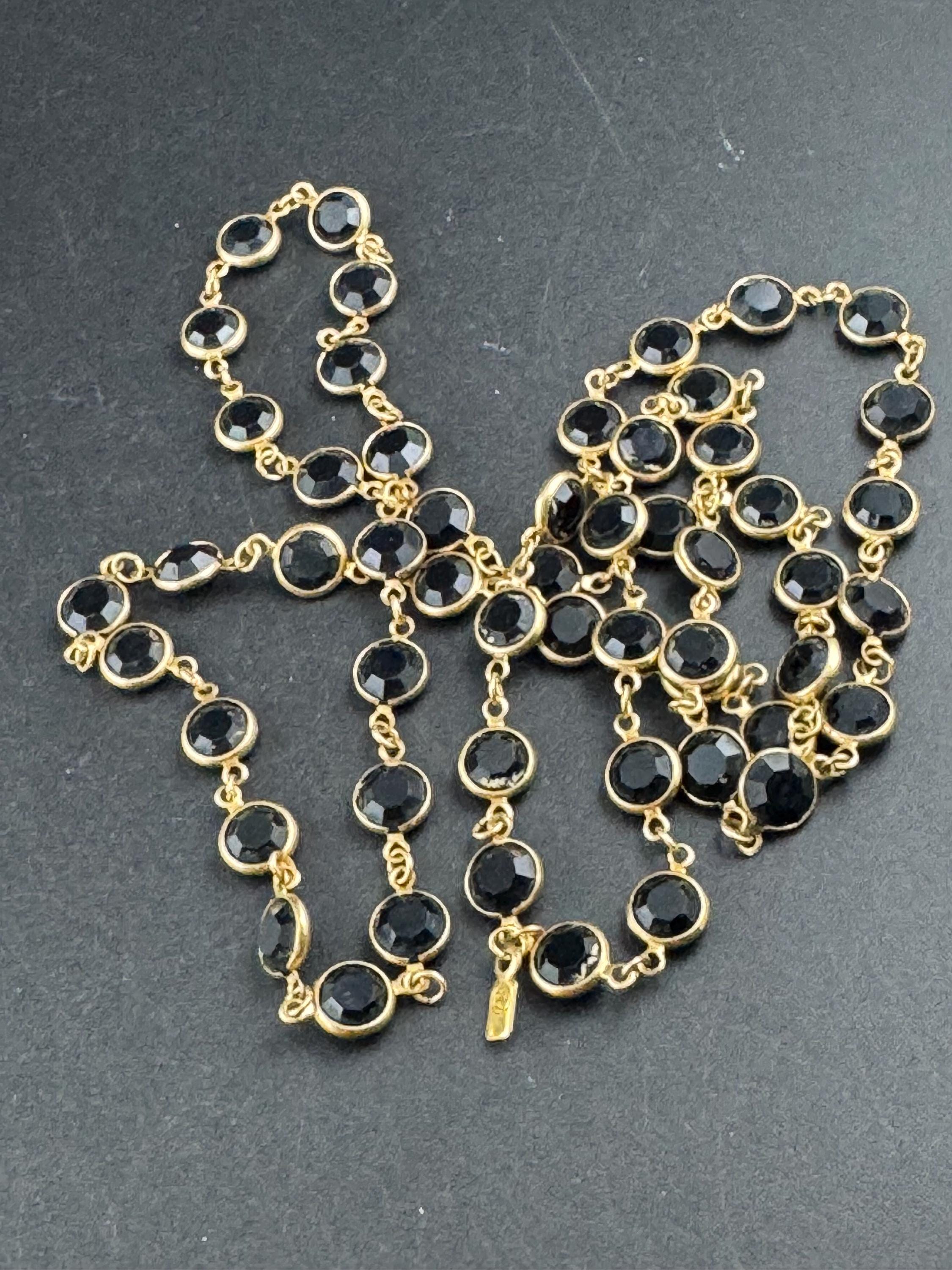 Swarovski crystal 90cm black rivière glass bezel necklace, signed