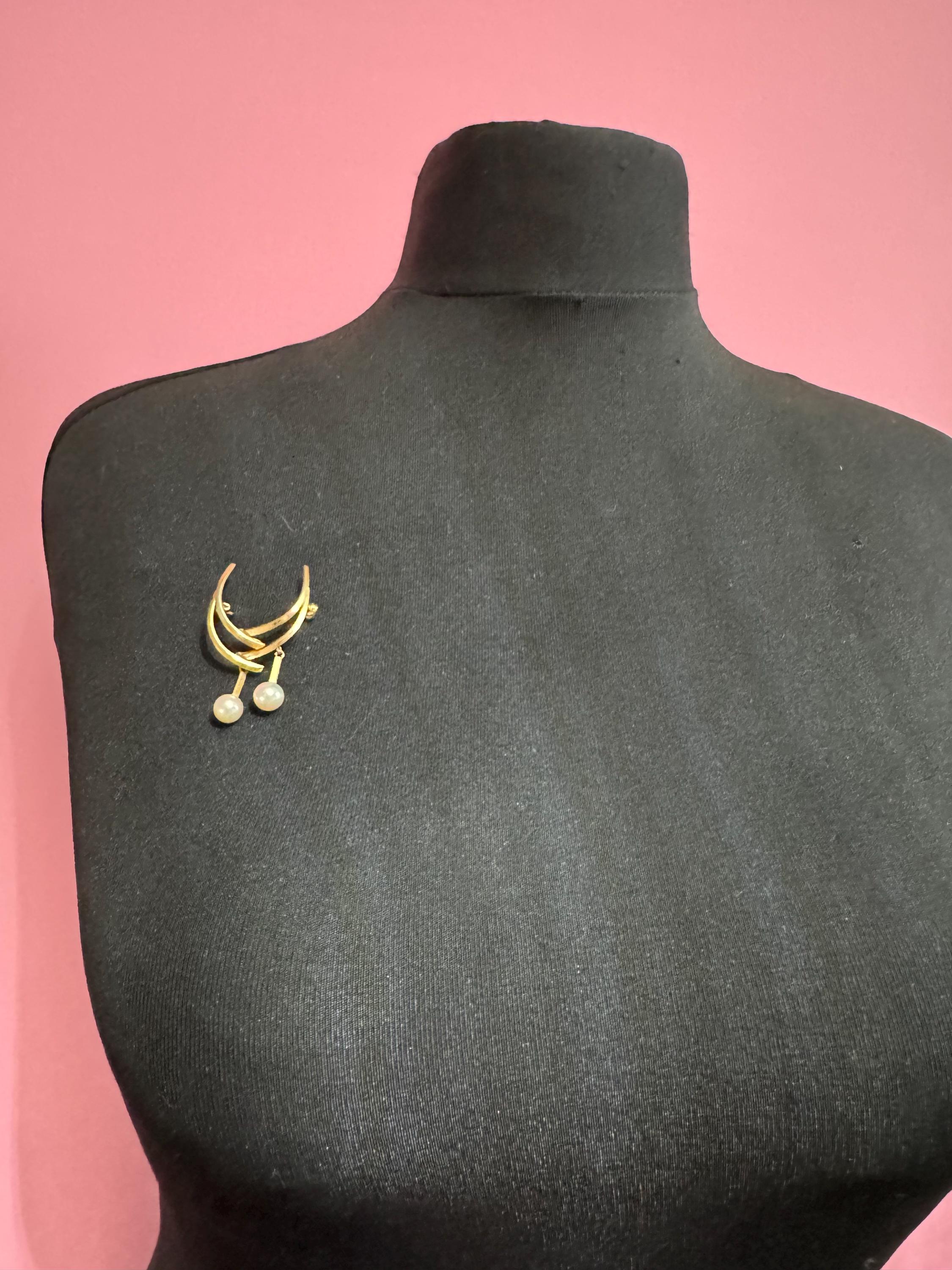 1962 pearl drop brooch by grosse, gold plated , signed and dated