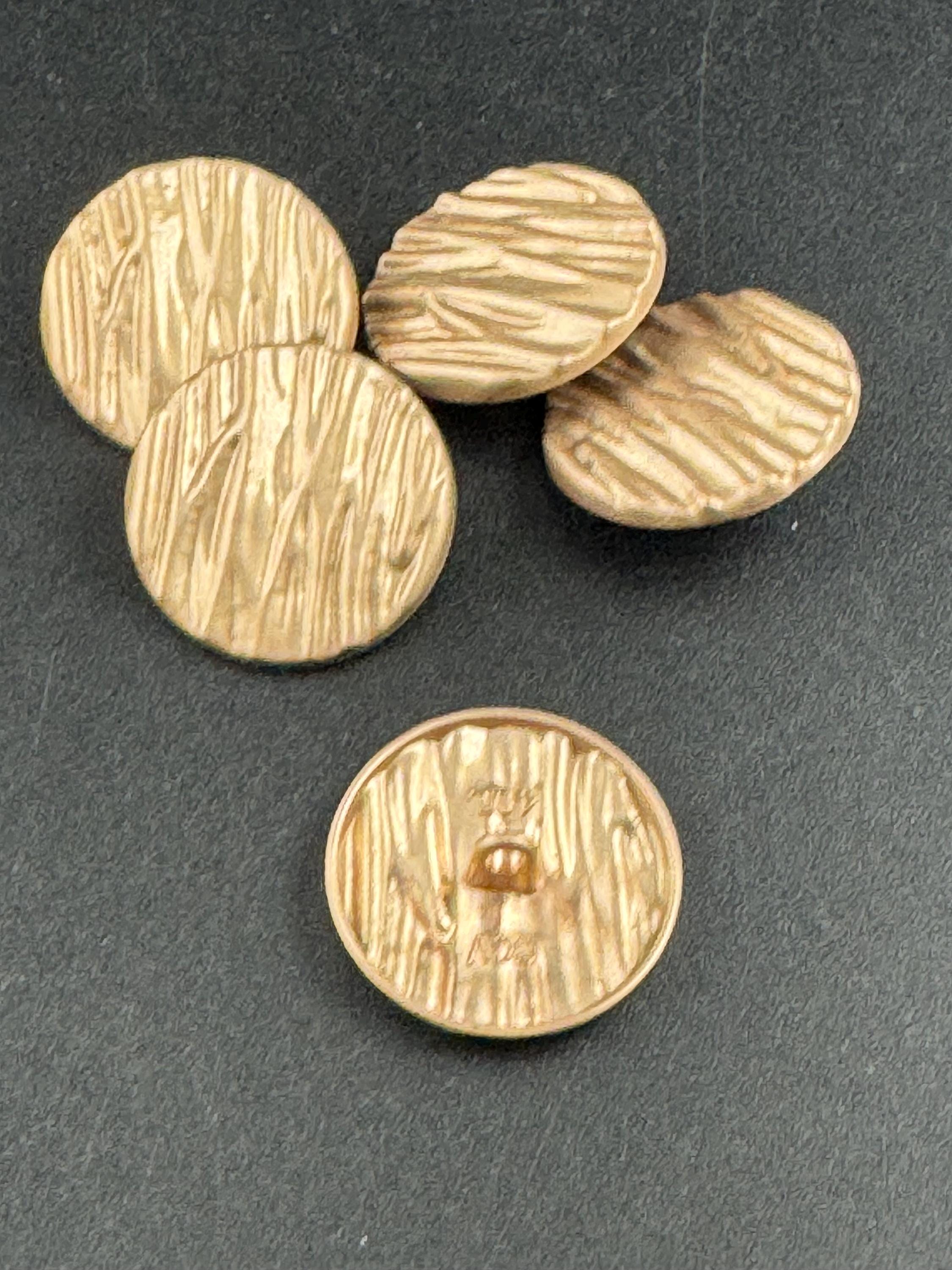 25mm Matt gold metal buttons,  5 pack textured design