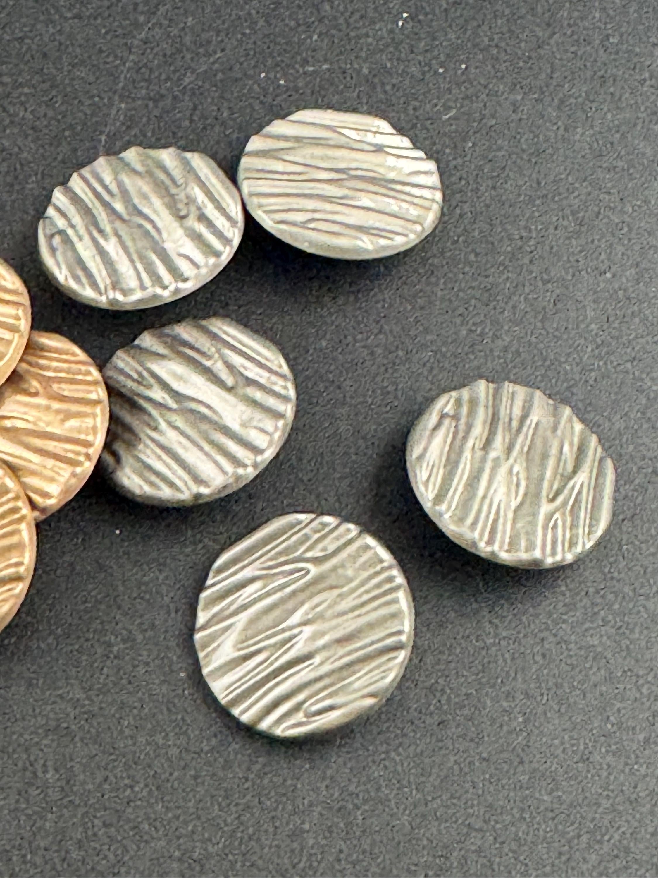 25mm Matt silver metal buttons,  5 pack textured design