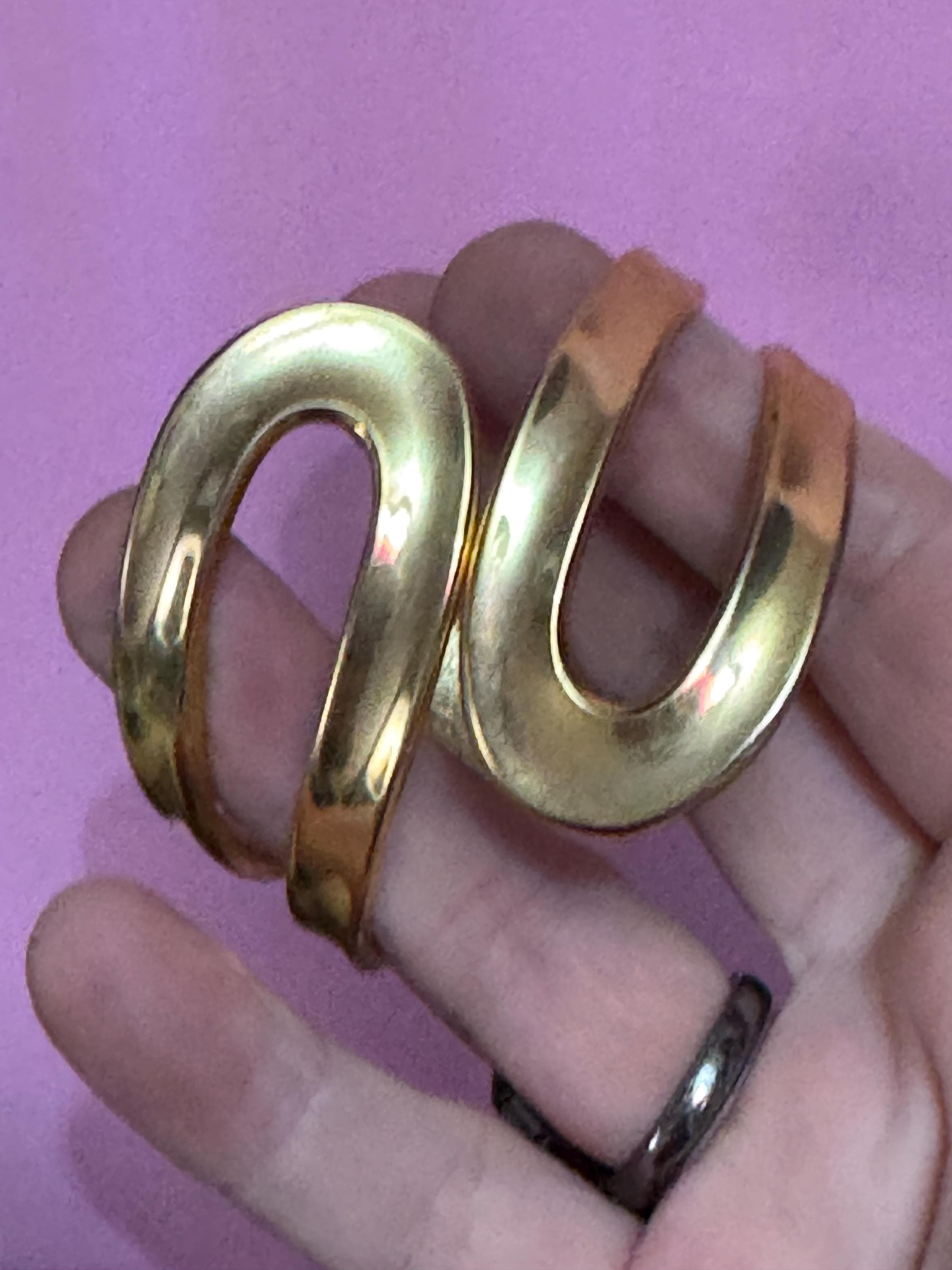 Vintage gold wide clamper bangle, 1990s cuff
