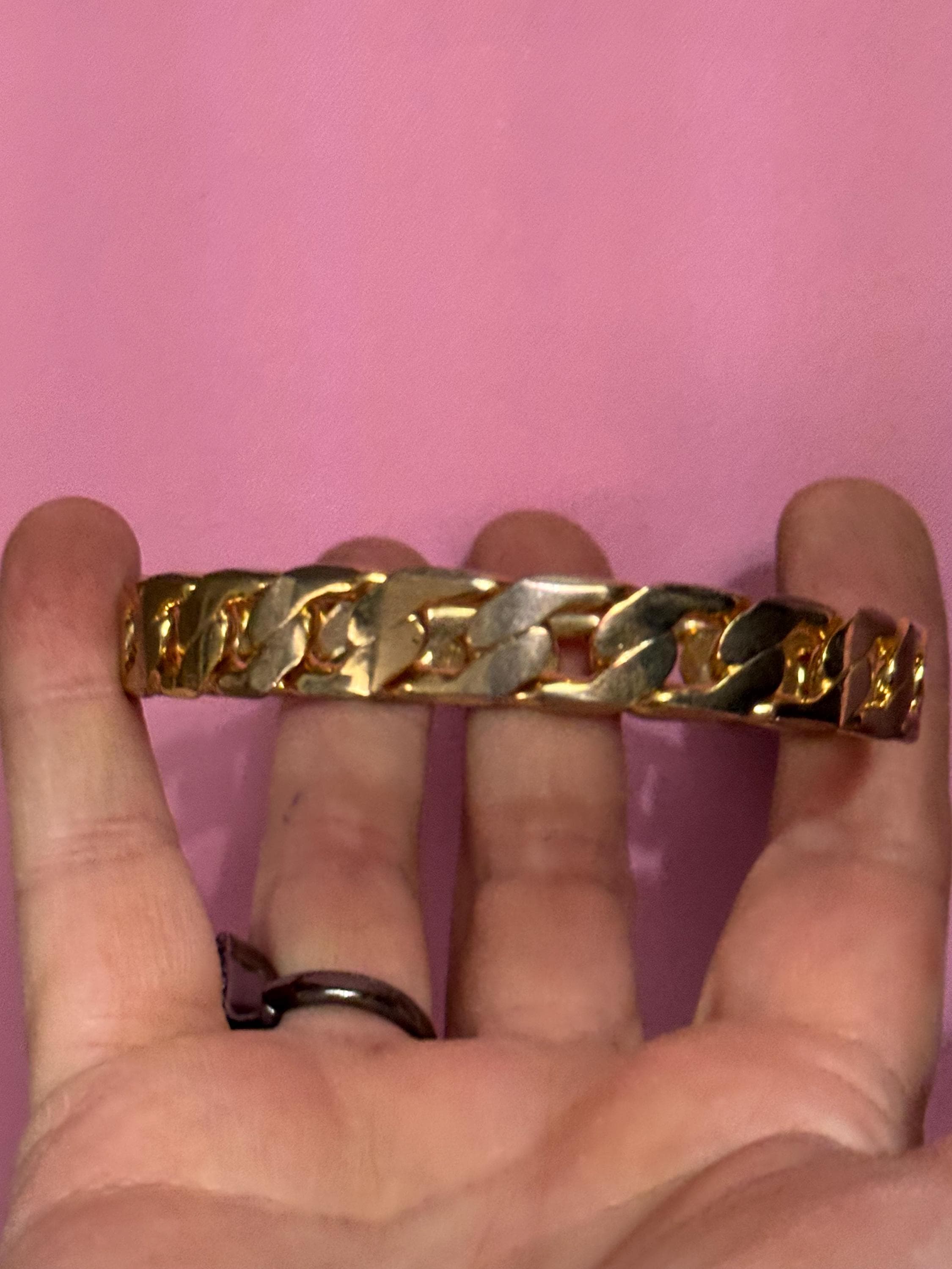 Fixed chain link bangle , gold tone bracelet