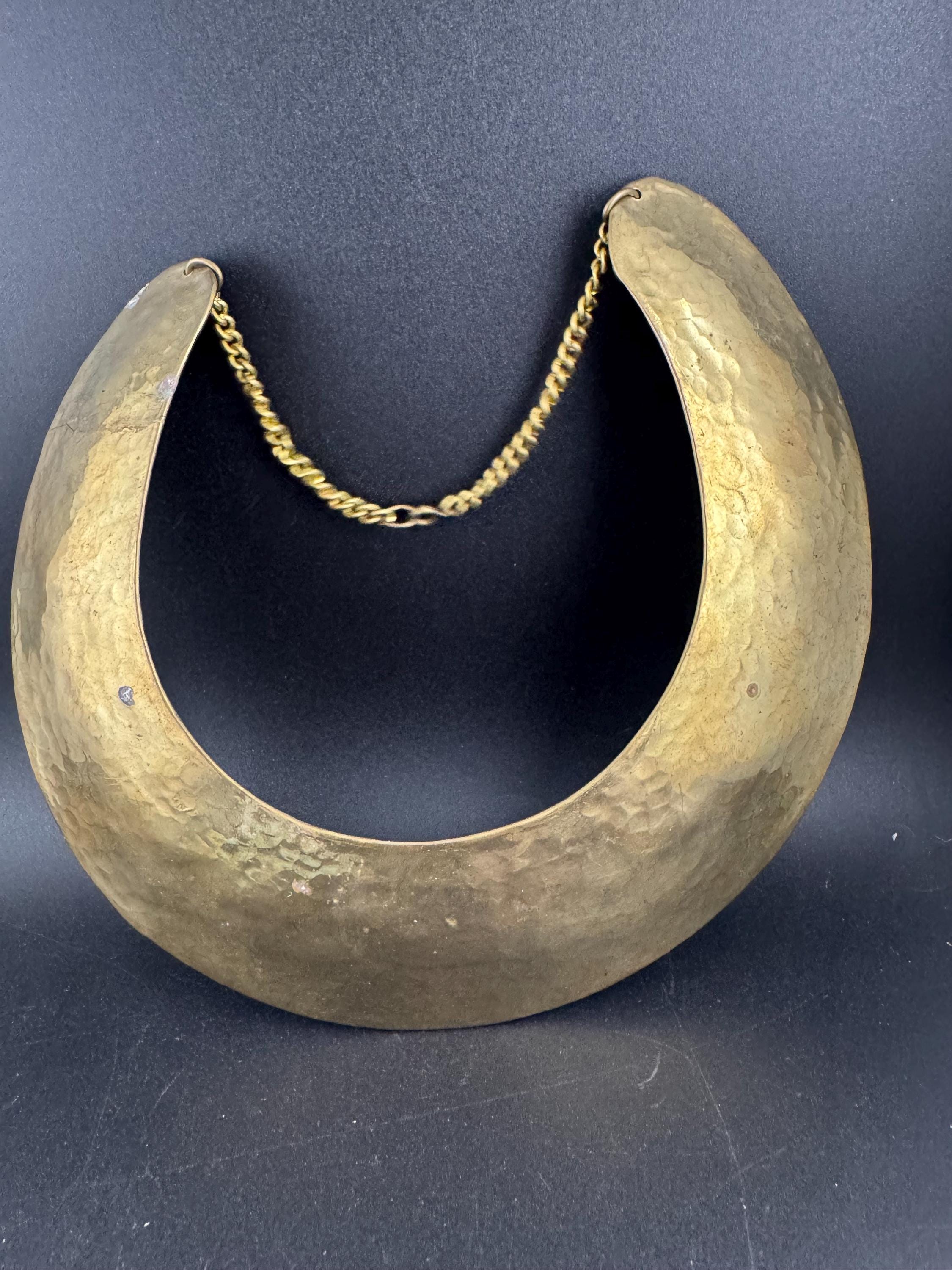 Vintage boho wide BRASS choker collar necklace