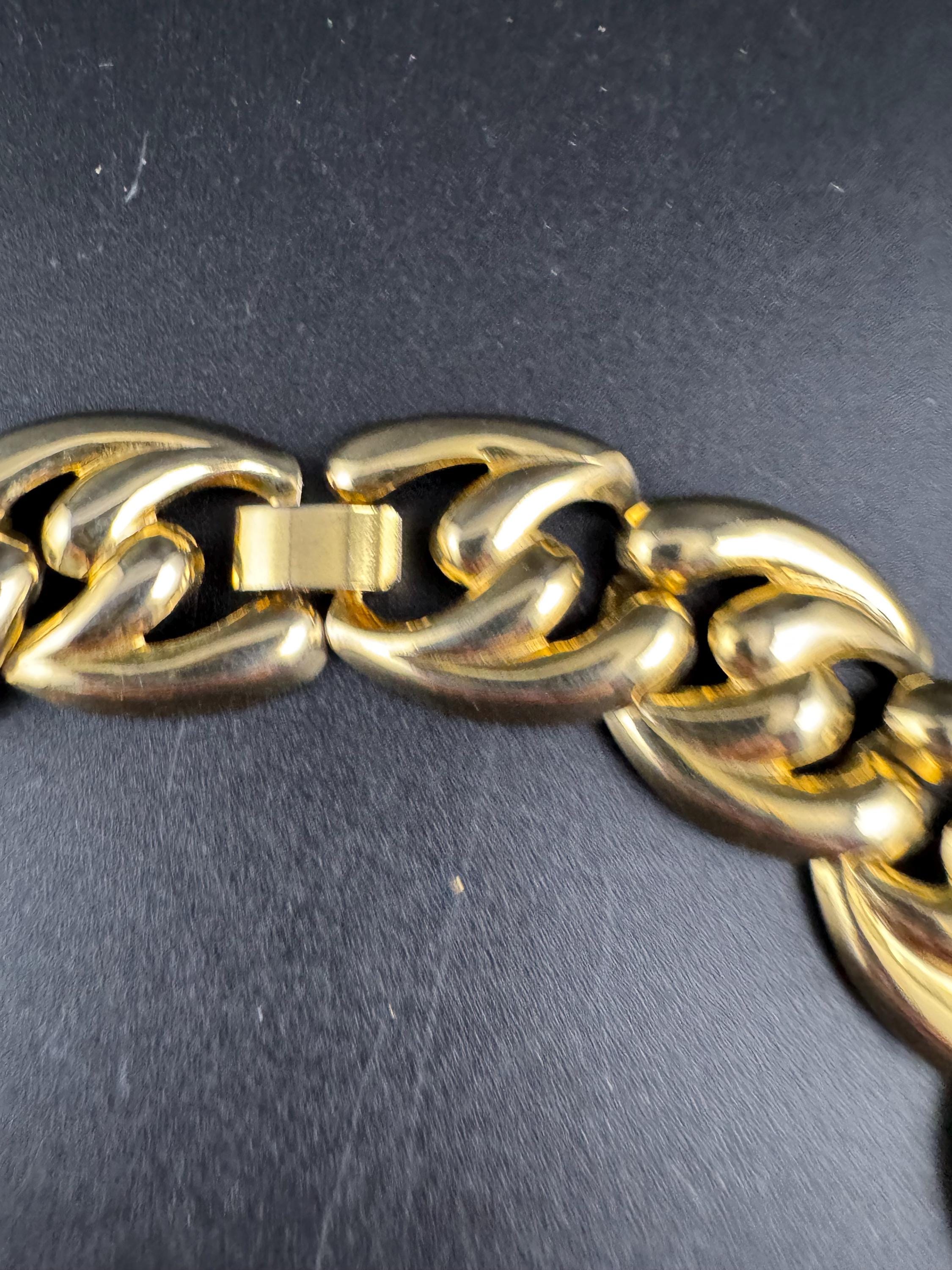 1980s wide chunky gold choker, embossed necklace 47cm