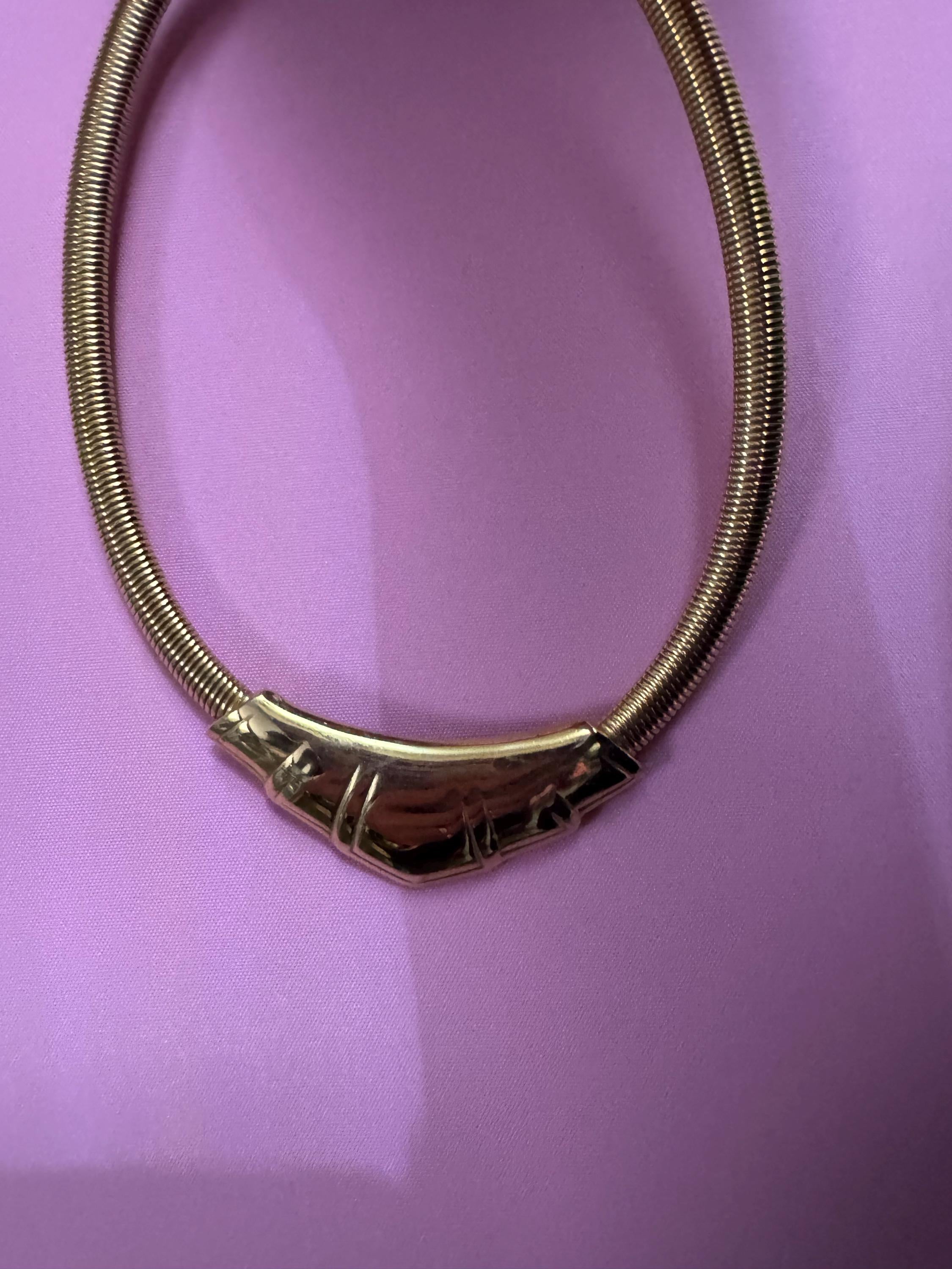 Signed NAPIER omega Choker: Vintage Gold Tone chain necklace petite fit