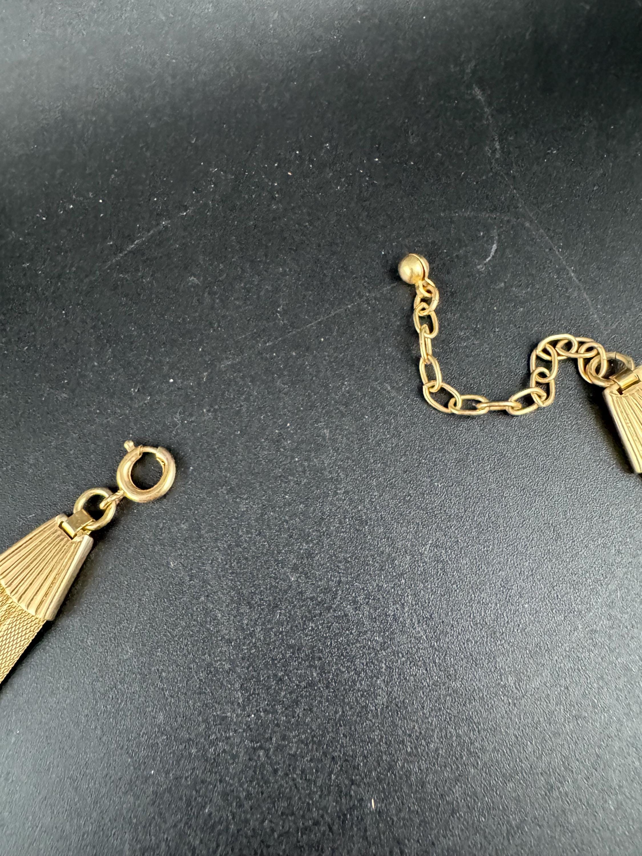 Vintage Gold plated mesh choker, Greek key necklace 1960s