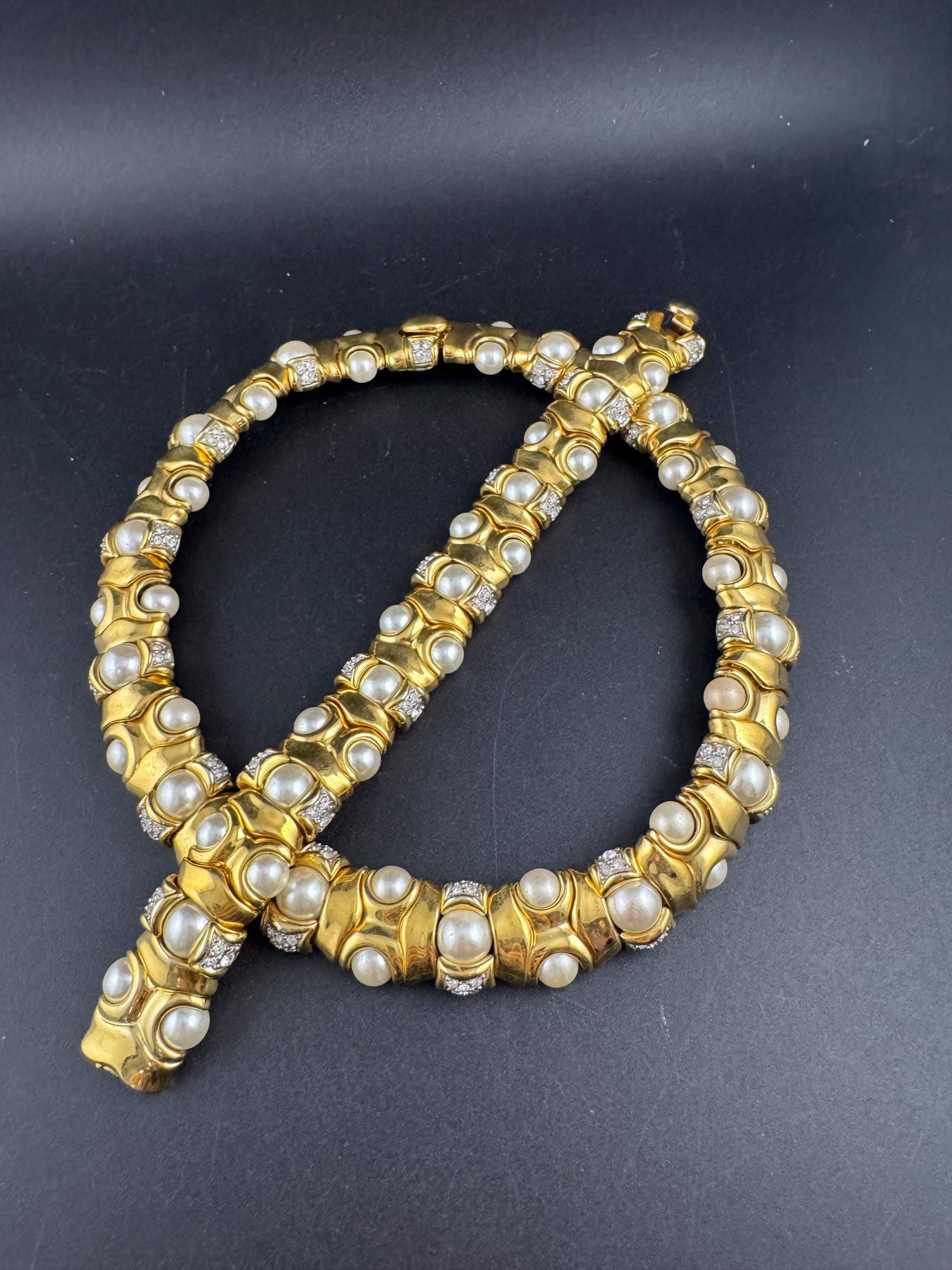 Cabouchon “legacy set” pearl jewellery set, choker and bracelet 90s