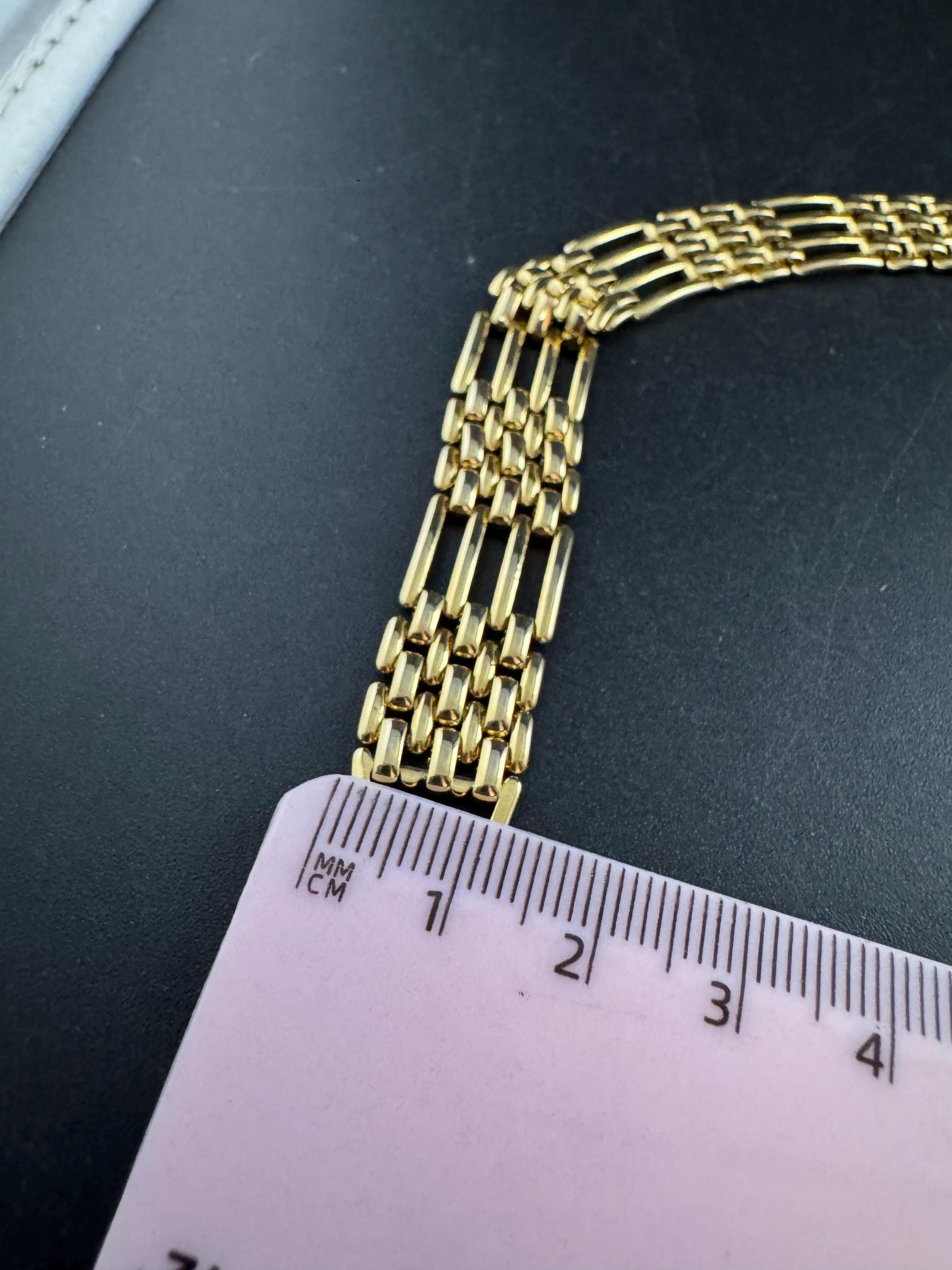 Vintage 1980s Gold Tone Panther Link brick Bracelet, 18.5cm