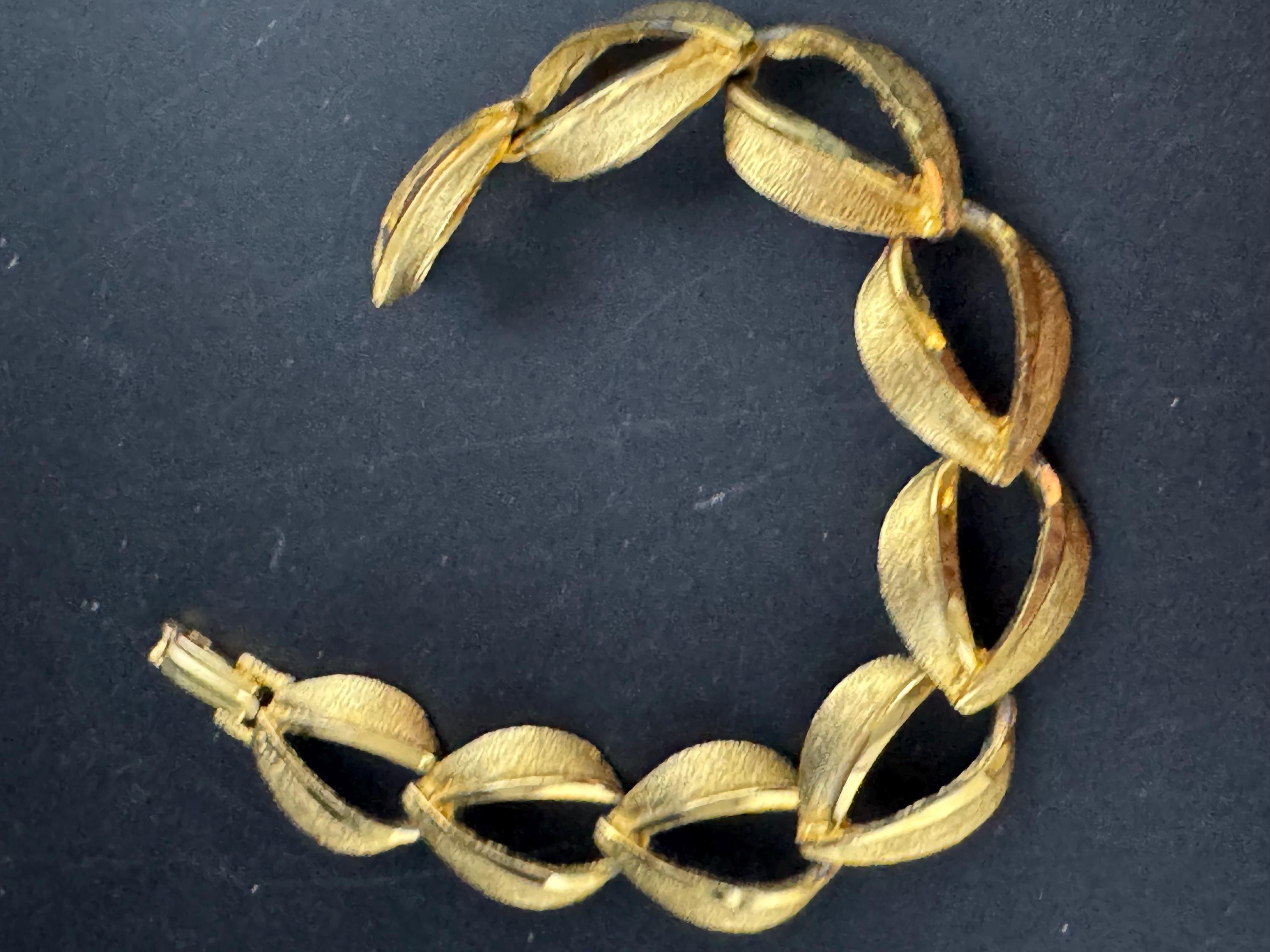 Gold panel link bracelet, modernist period mid century
