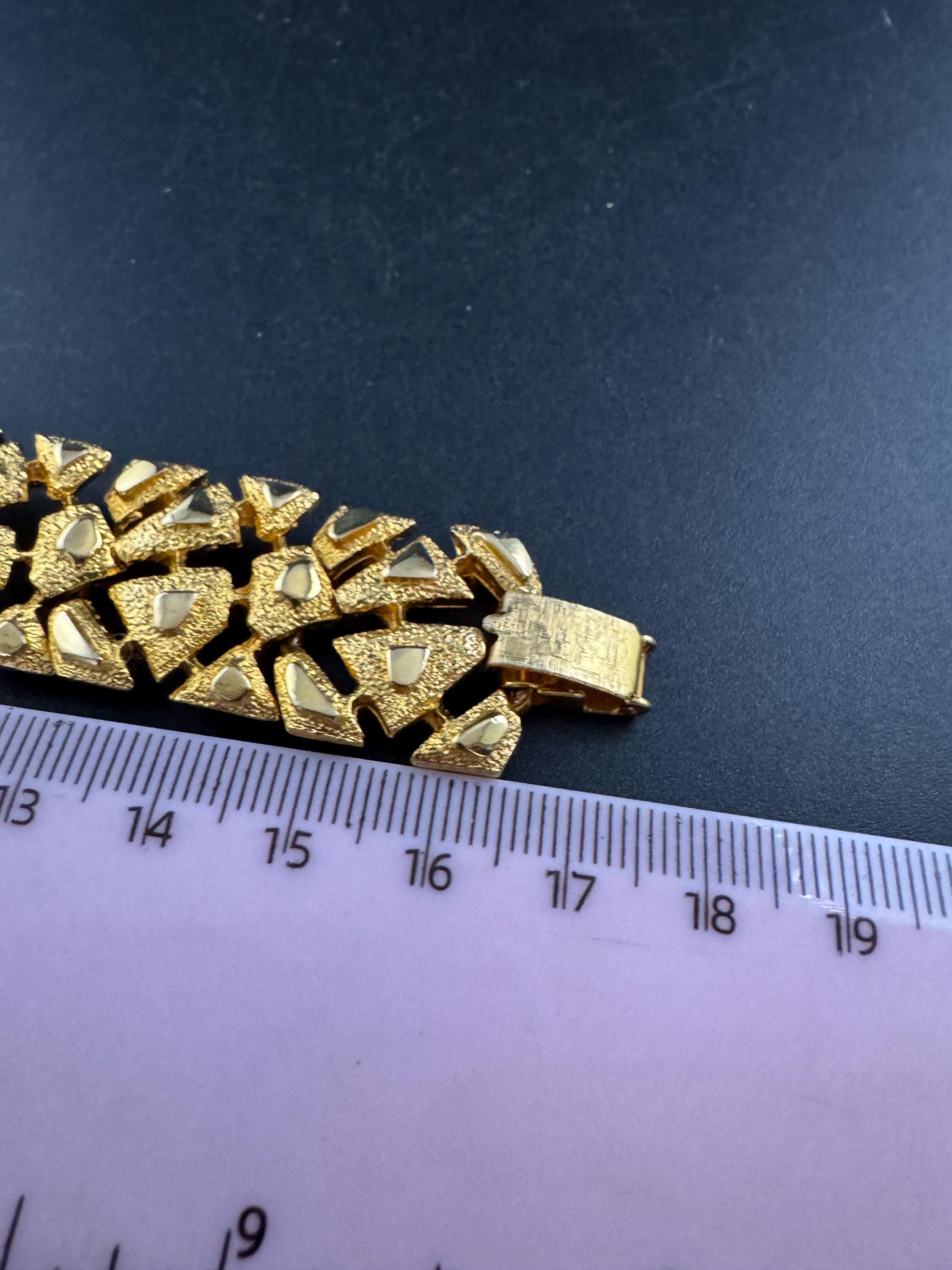 Vintage abstract brutalist panel link bracelet, gold tone 18.5cm