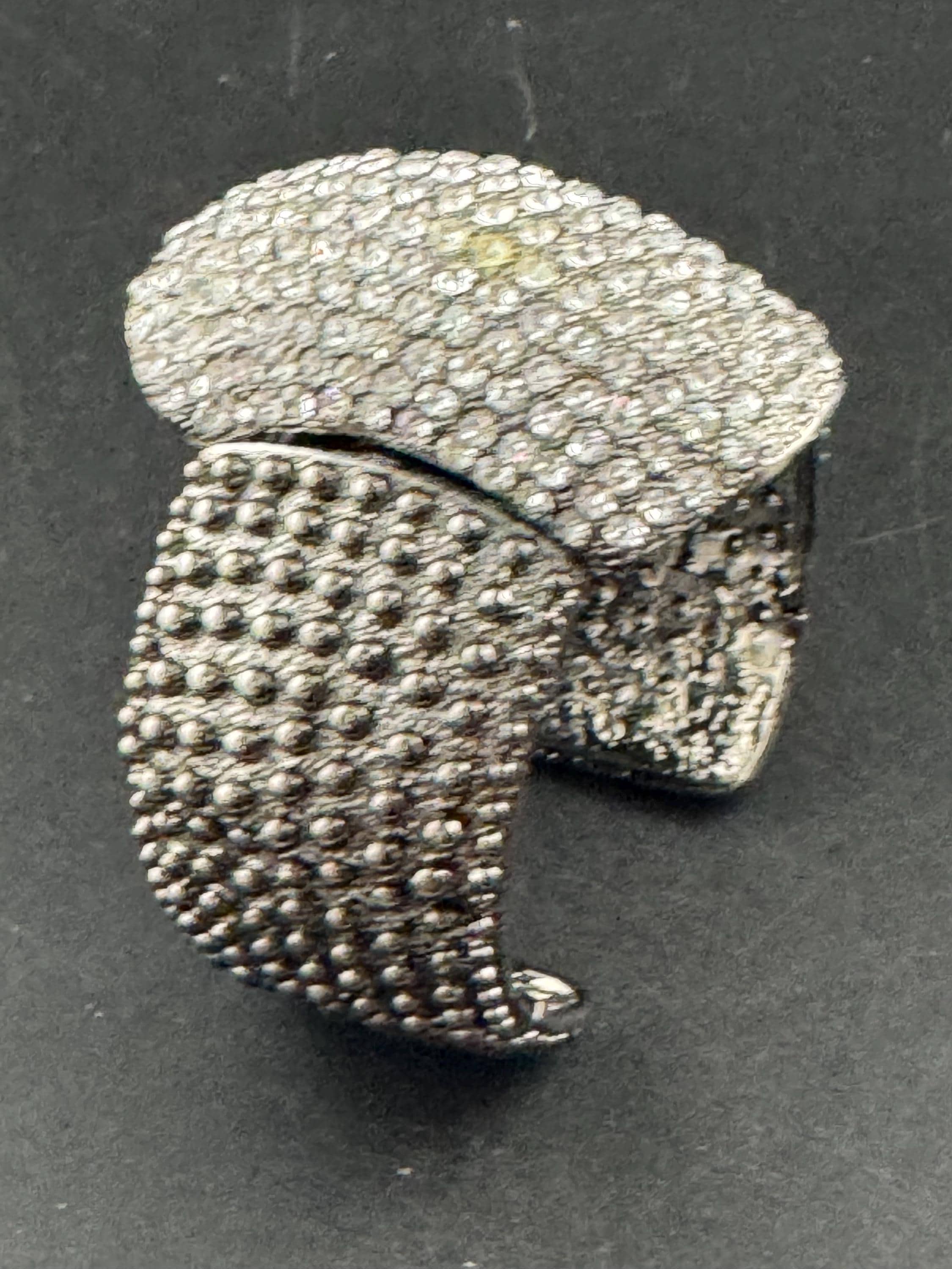 clear diamanté hinged clamper bangle, Vintage wide chunky dark silver tone