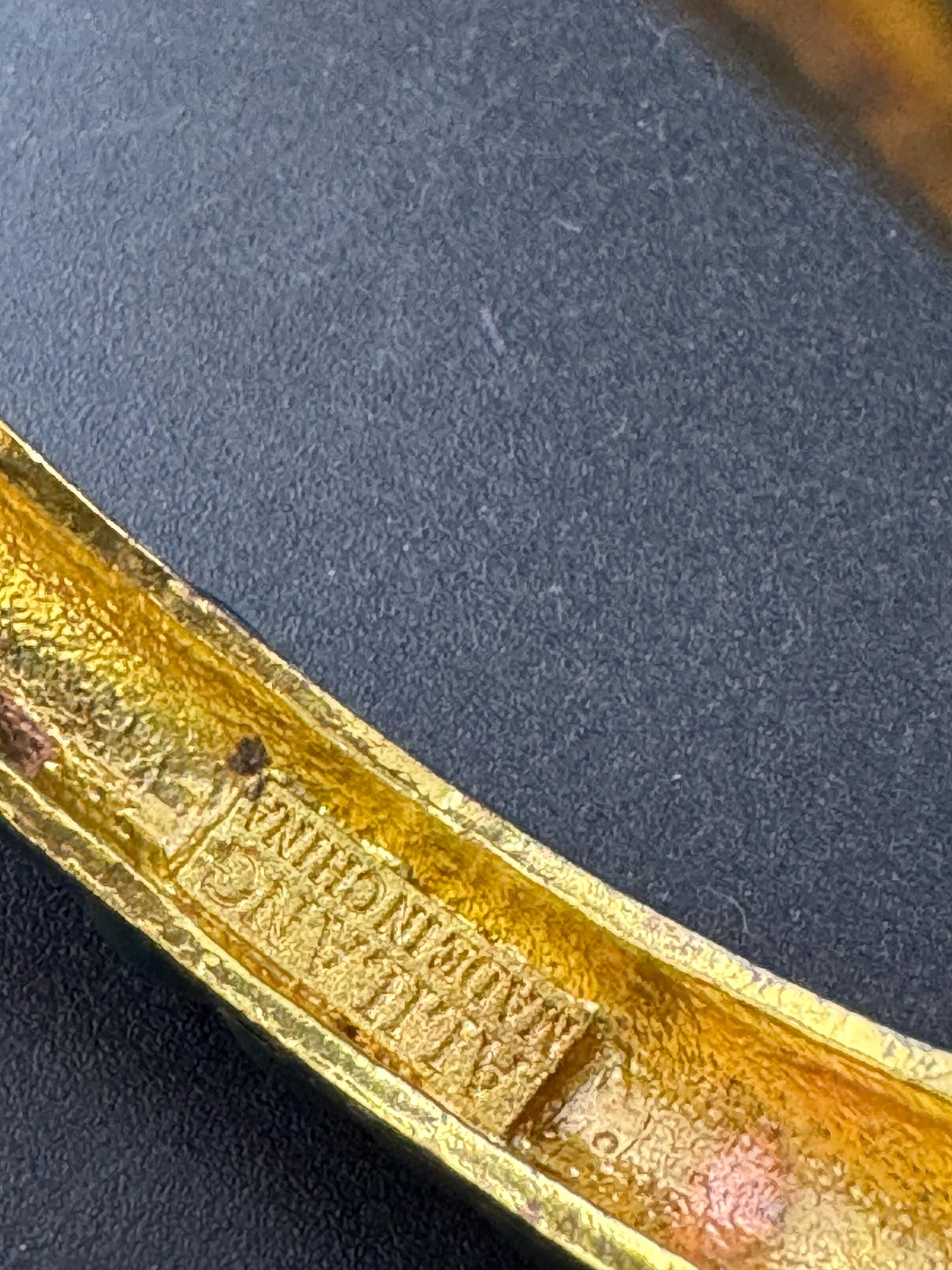 Green Enamel Elephant Bangle, gold tone clamper bracelet