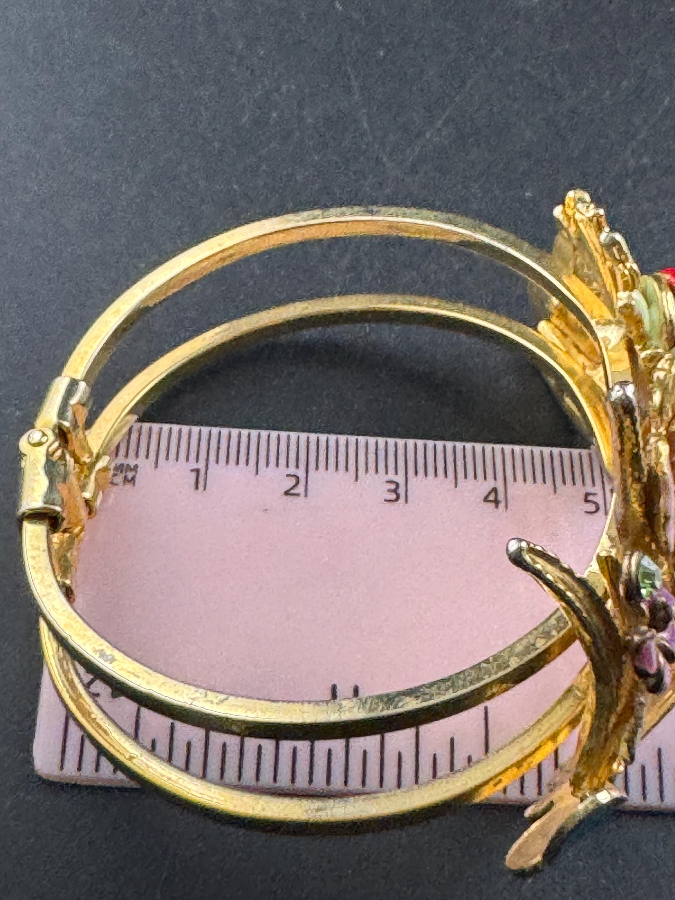 Whimsical enamel Clamper Bangle, blue pink crystal ladybird butterfly bracelet