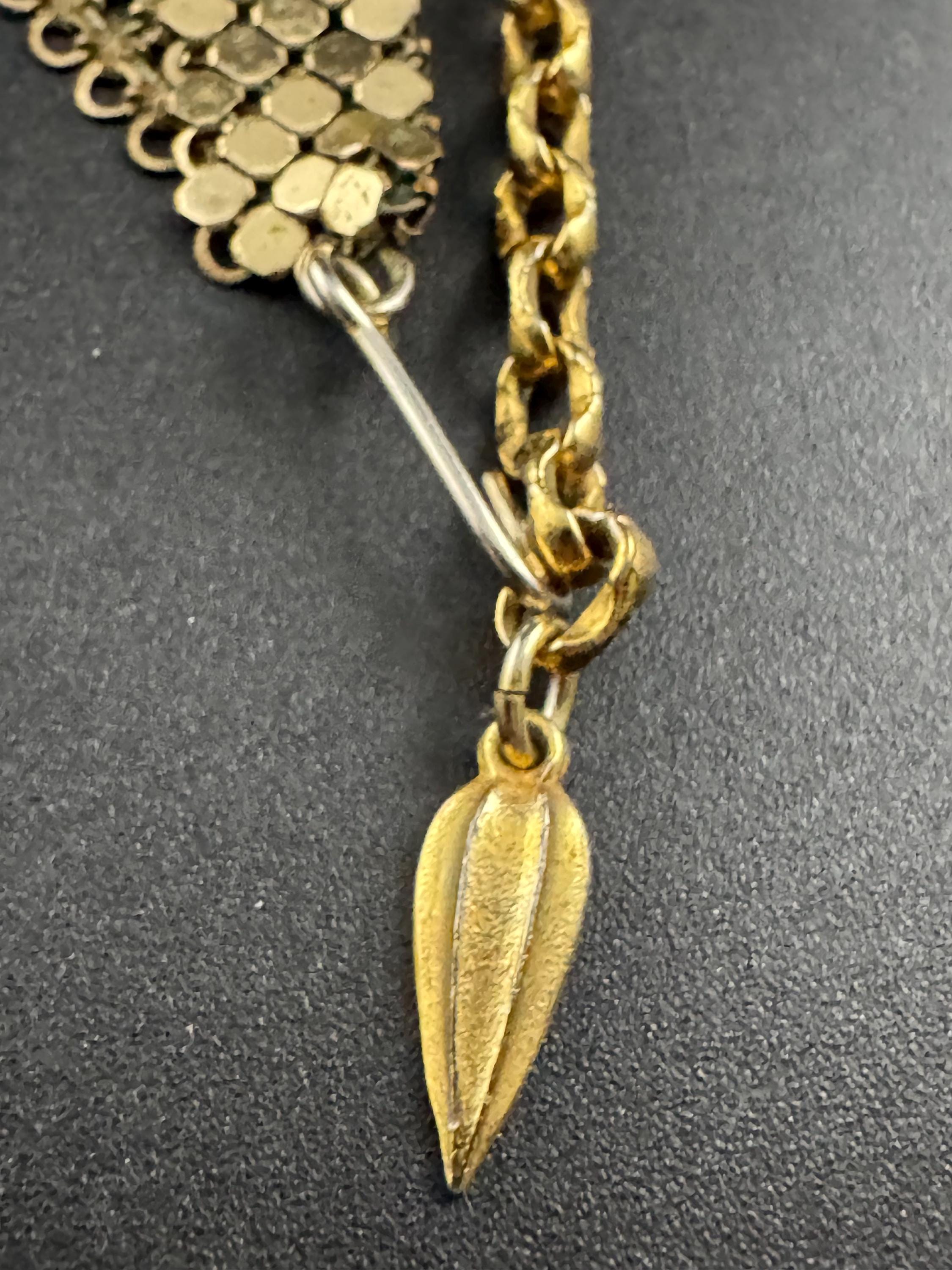 Vintage whiting and Davis gold mesh choker,  signed bib chainmail necklace