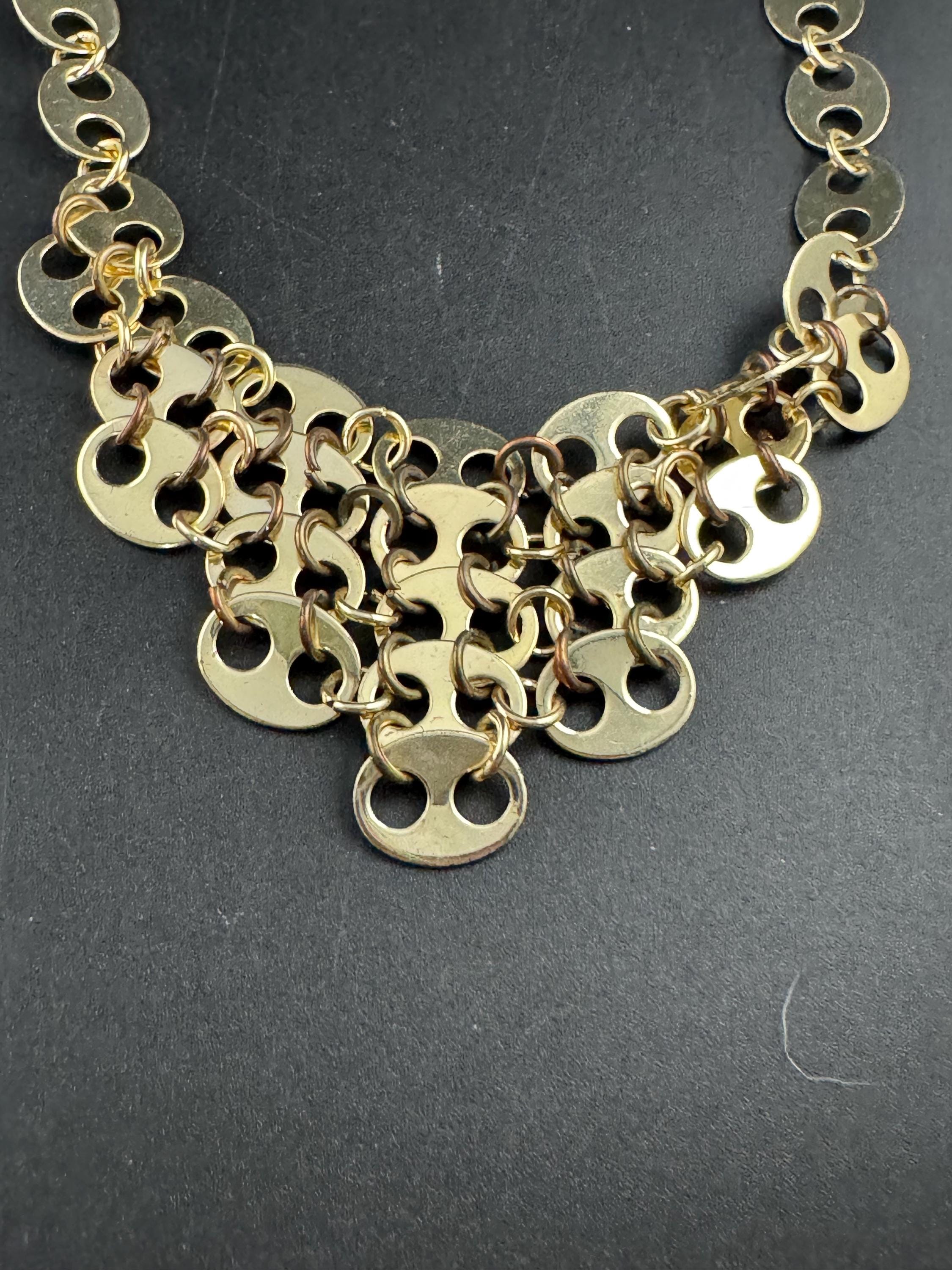 paco Rabanne gold mariner link necklace, lady million signed choker