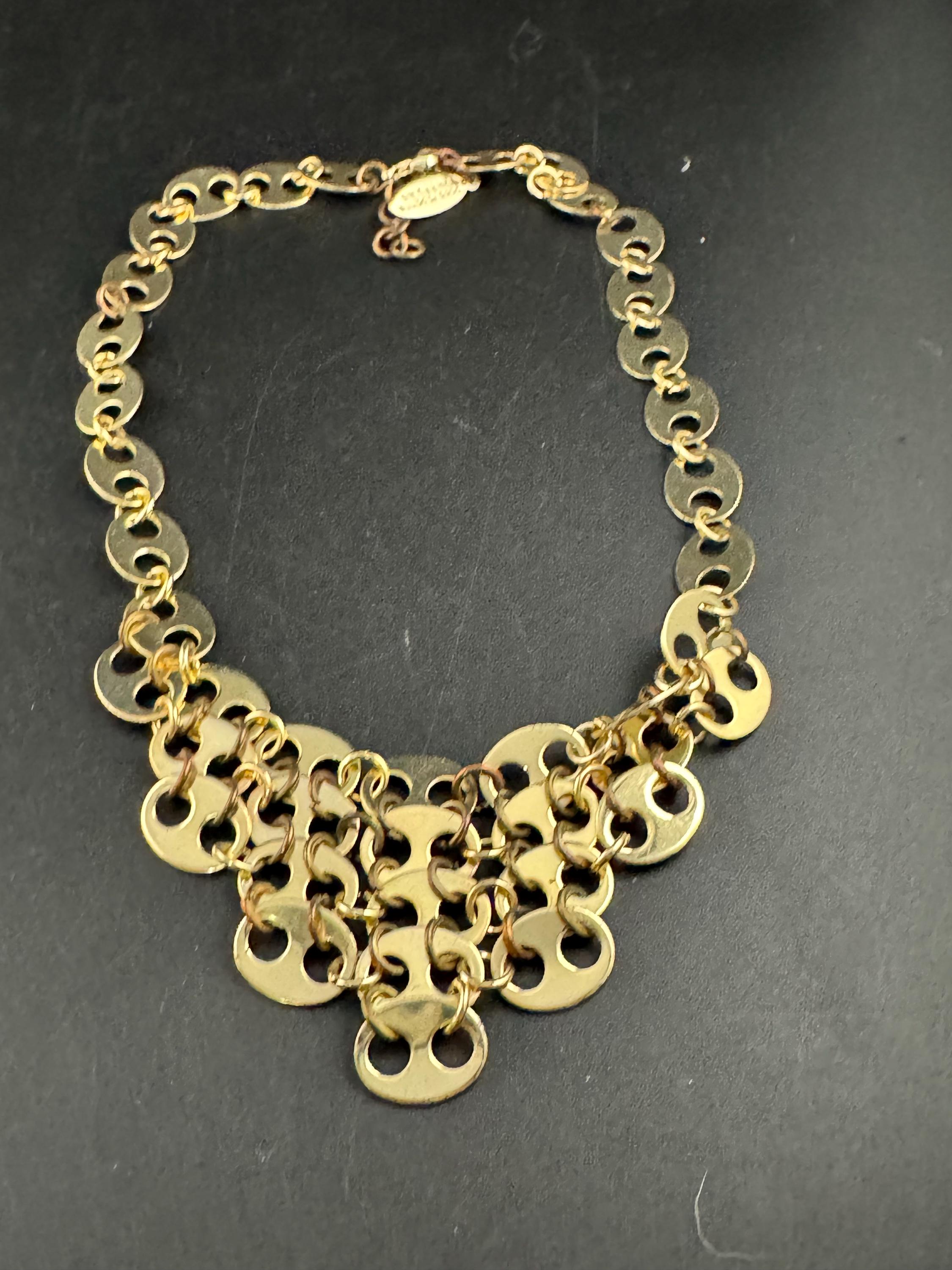 paco Rabanne gold mariner link necklace, lady million signed choker