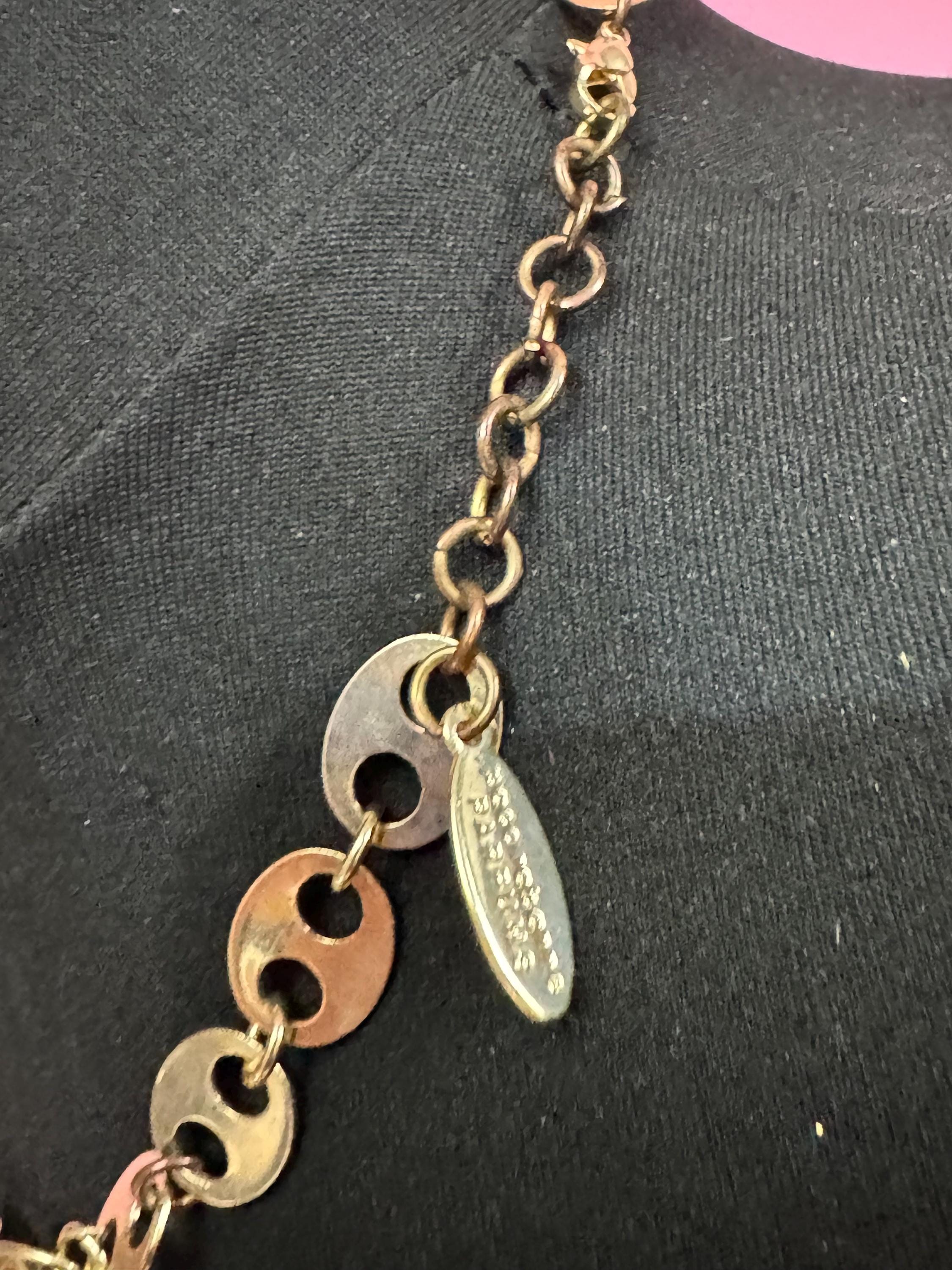 paco Rabanne gold mariner link necklace, lady million signed choker