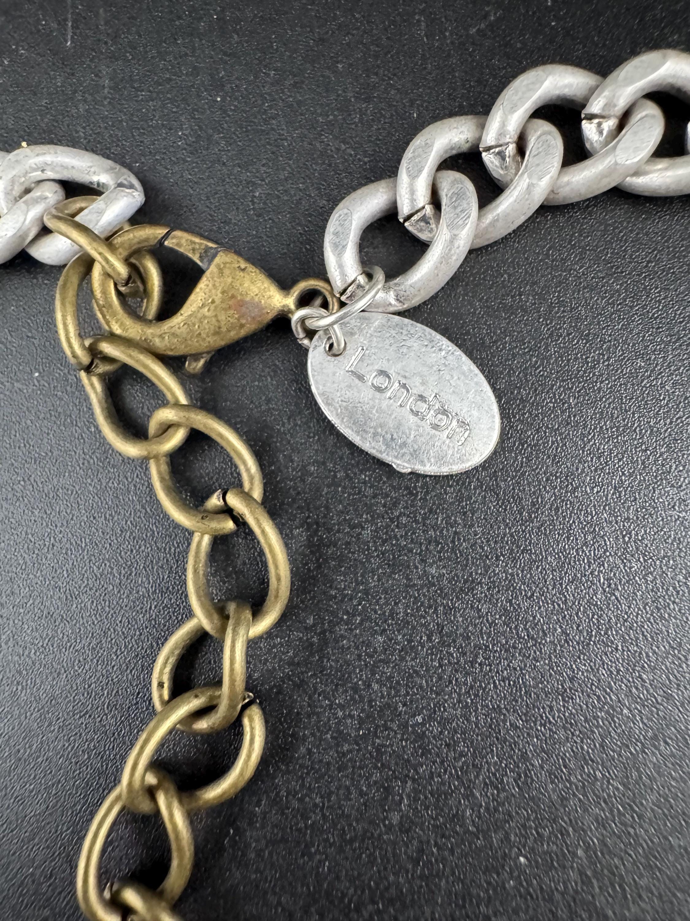 Vintage SAKS chainmail chain link choker, silver and gold necklace