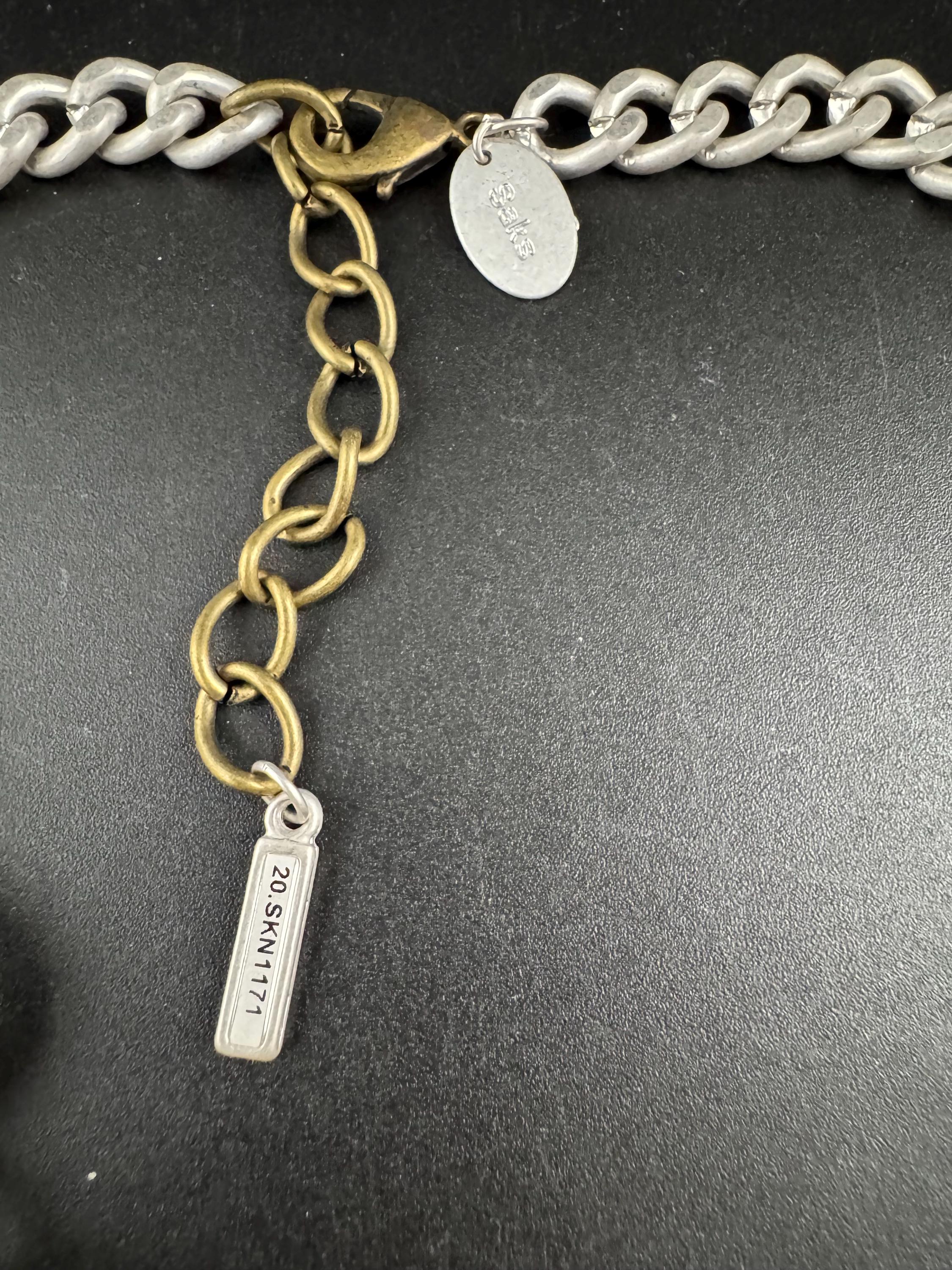 Vintage SAKS chainmail chain link choker, silver and gold necklace