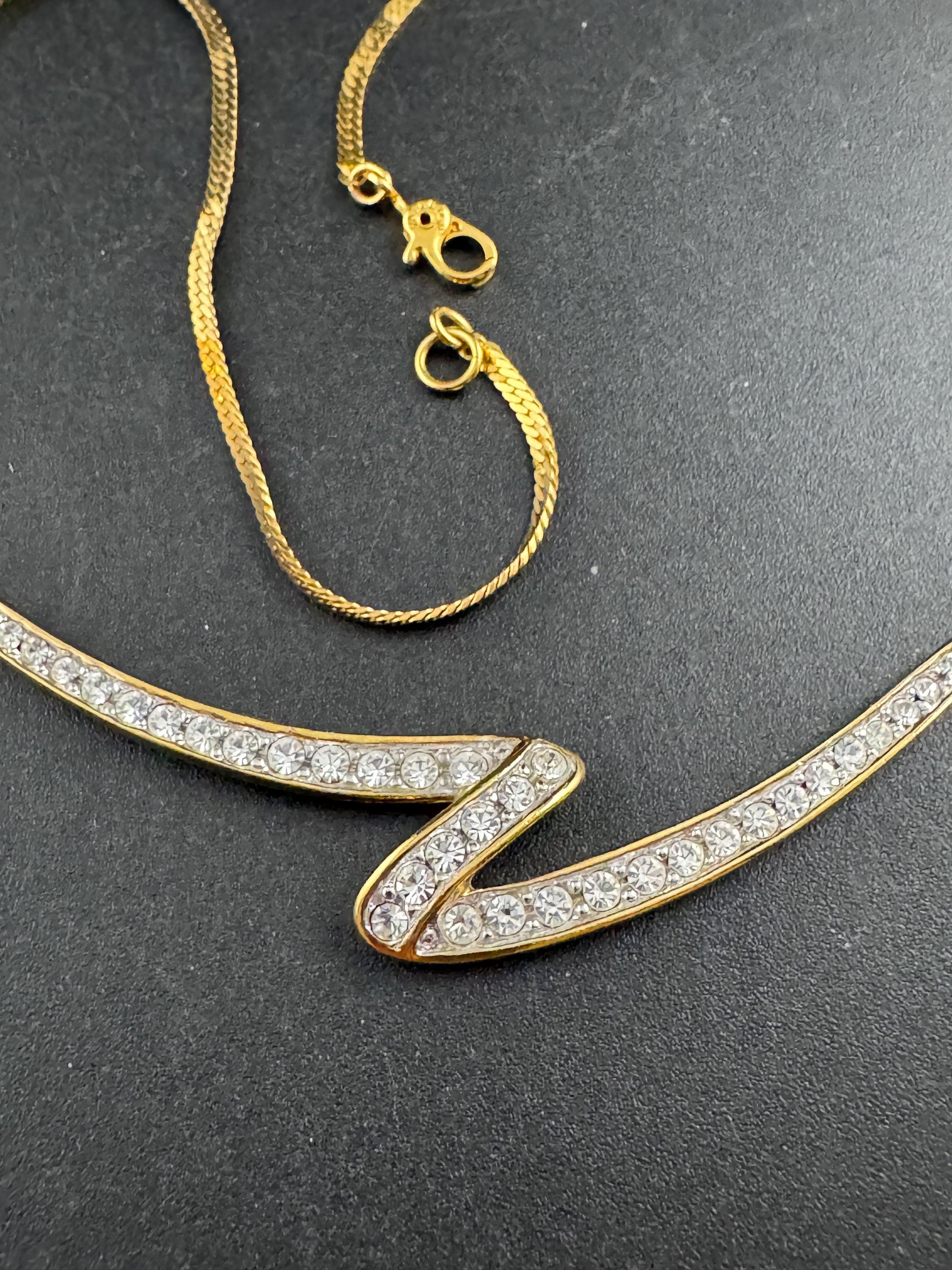 MONET gold diamanté crystal necklace, signed