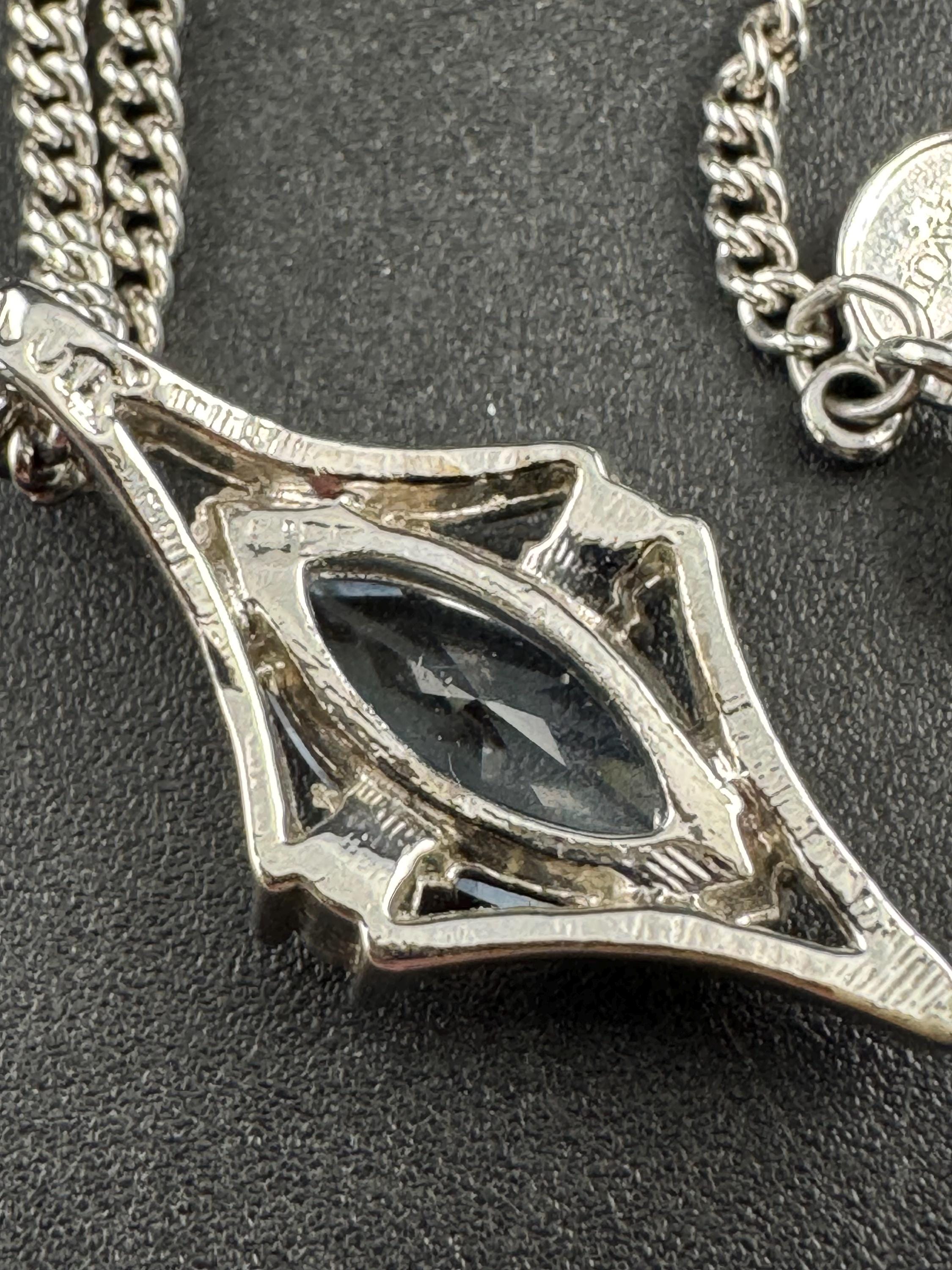 Avon vintage aquamarine pendant necklace, silver tone signed