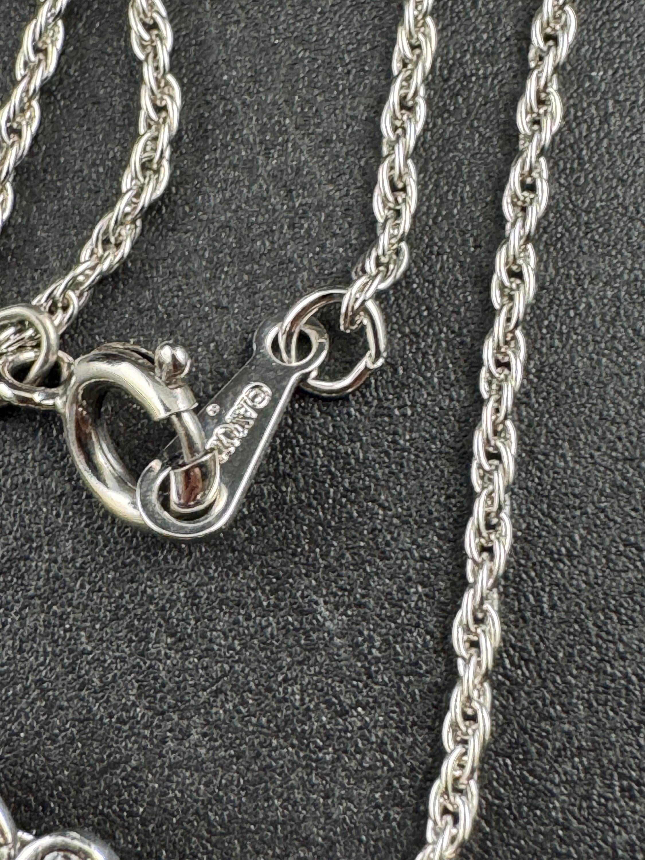 Avon vintage black teardrop pendant necklace, silver tone signed