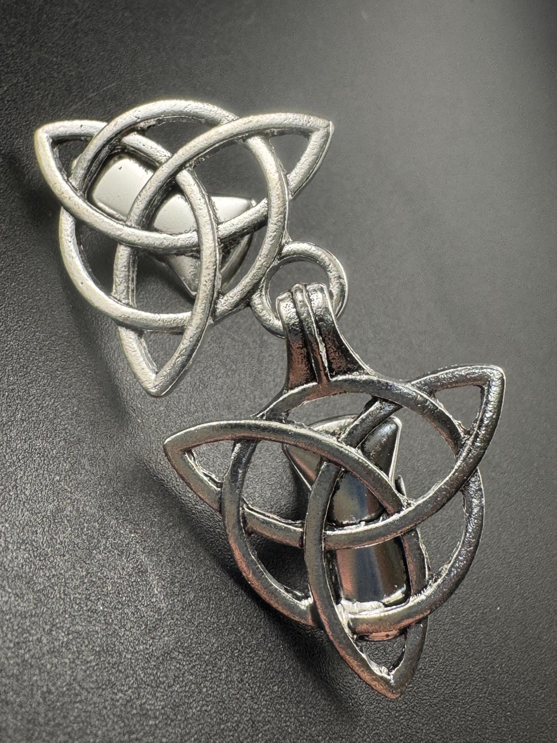 Silver cloak clip, Celtic Scottish style cardigan clasp, triangular double buckle cape clip